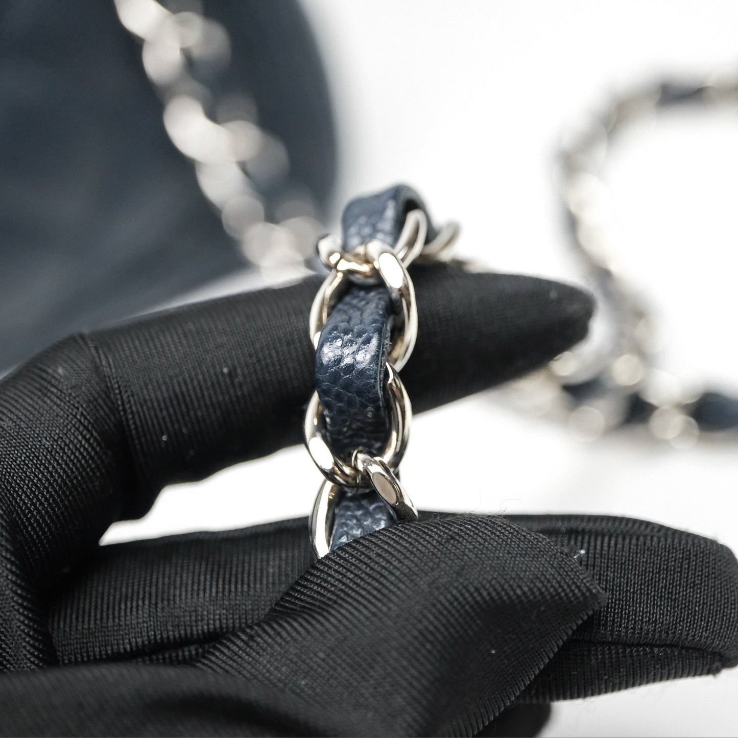 Chanel Quilted Mini Square Navy Caviar Silver Hardware