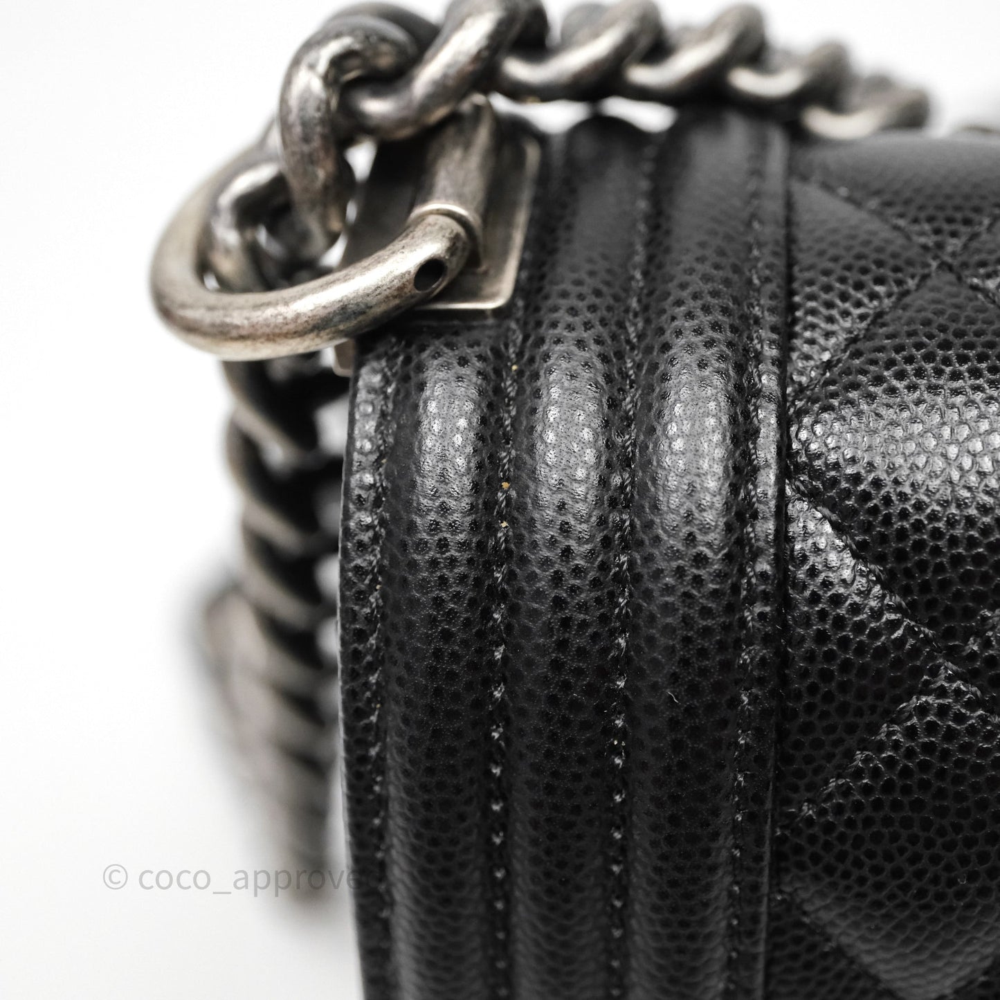 Chanel Quilted Medium Boy Black Caviar Ruthenium Hardware