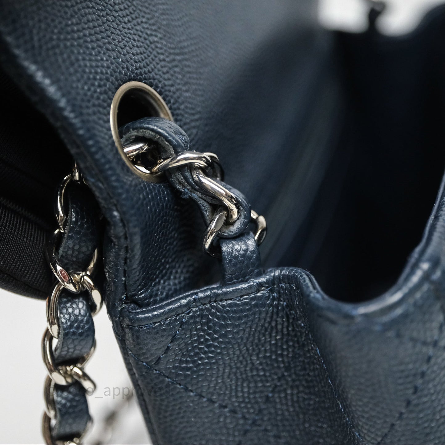 Chanel Quilted Mini Square Navy Caviar Silver Hardware