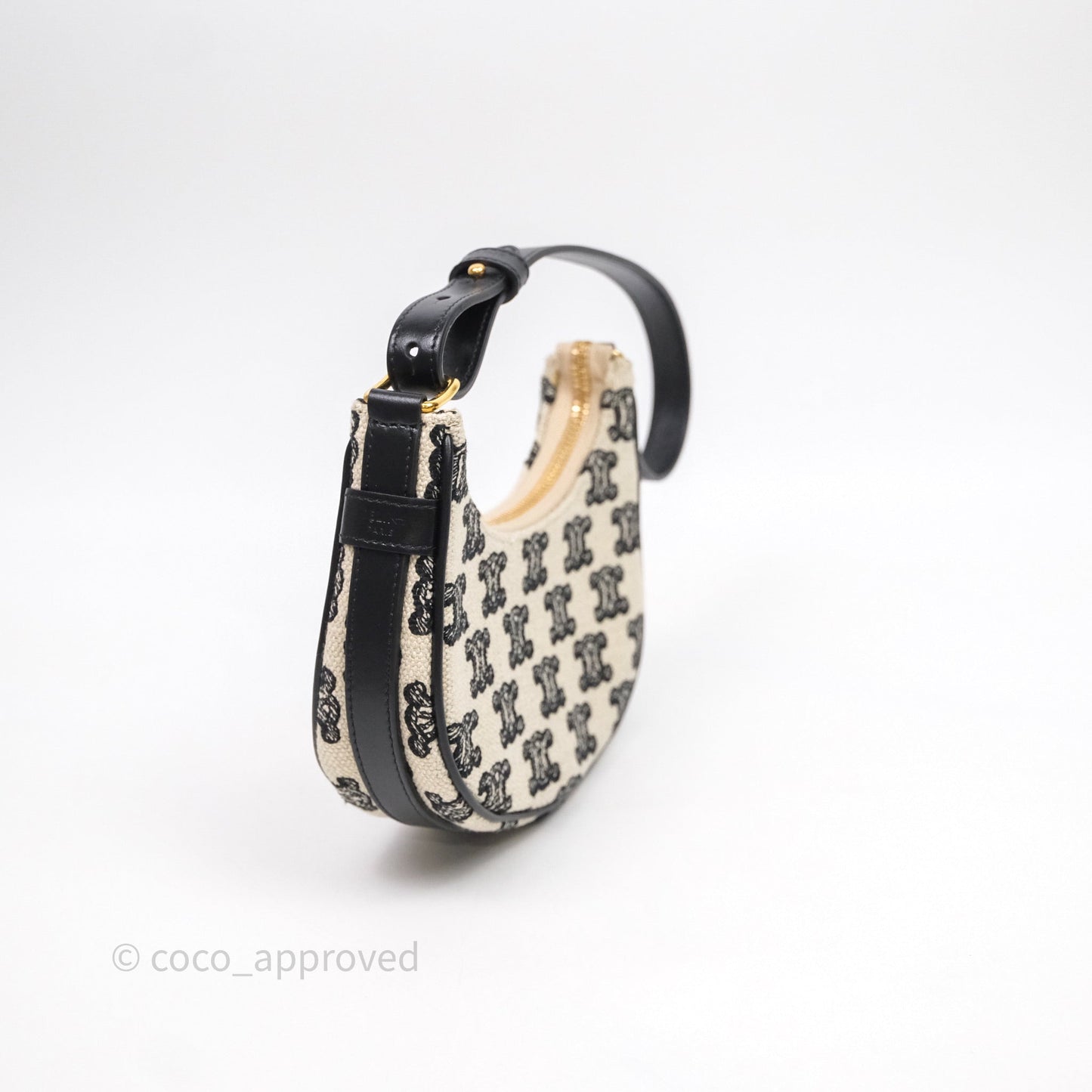 Celine Mini Ava Bag In Triomphe Canvas Black