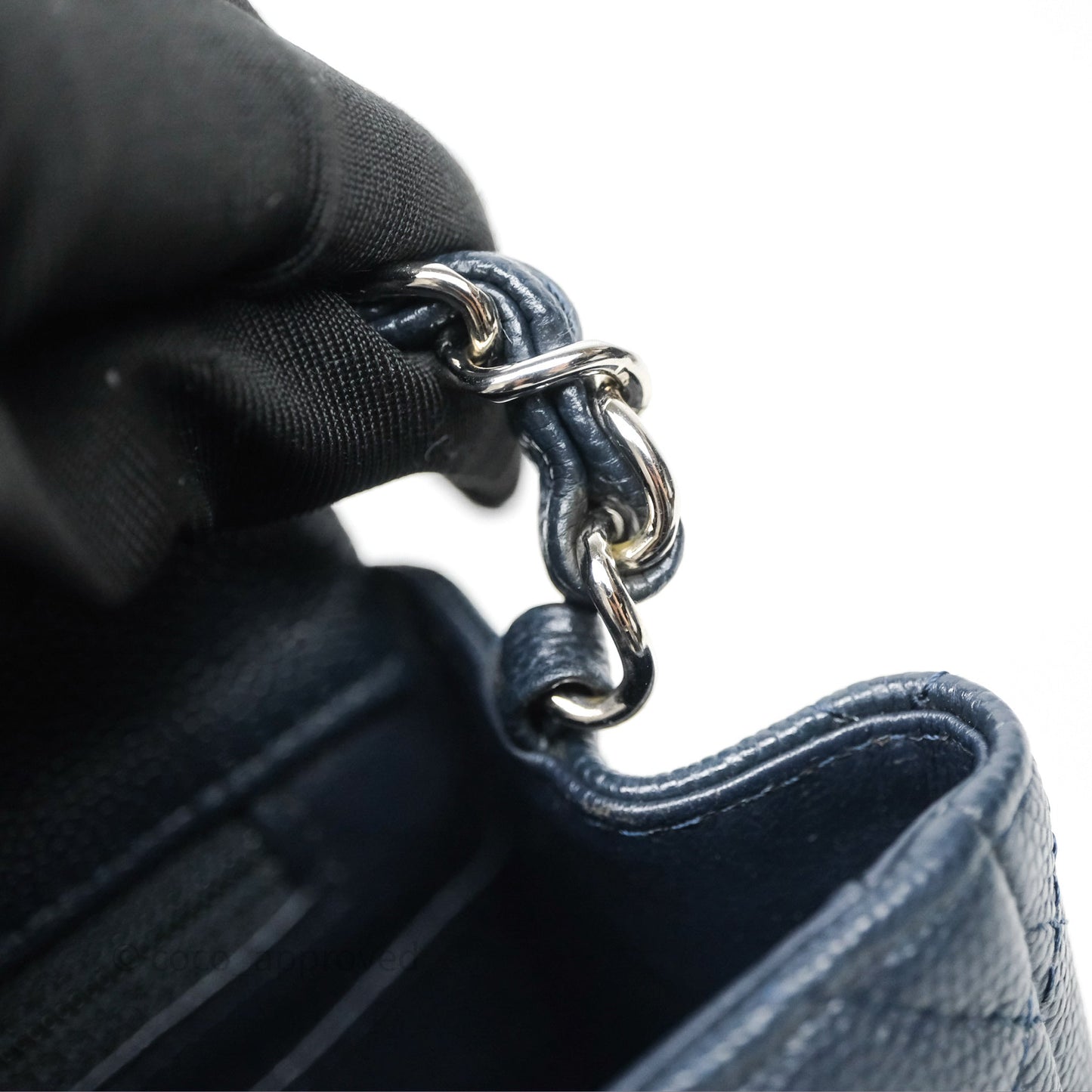 Chanel Quilted Mini Square Navy Caviar Silver Hardware