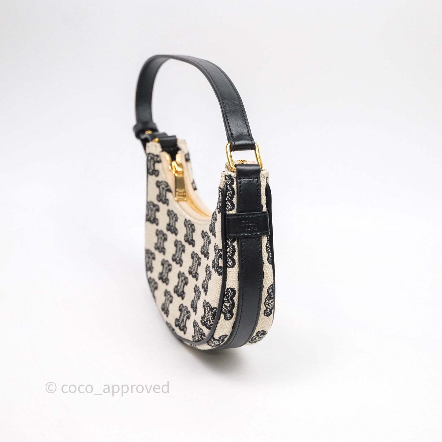 Celine Mini Ava Bag In Triomphe Canvas Black