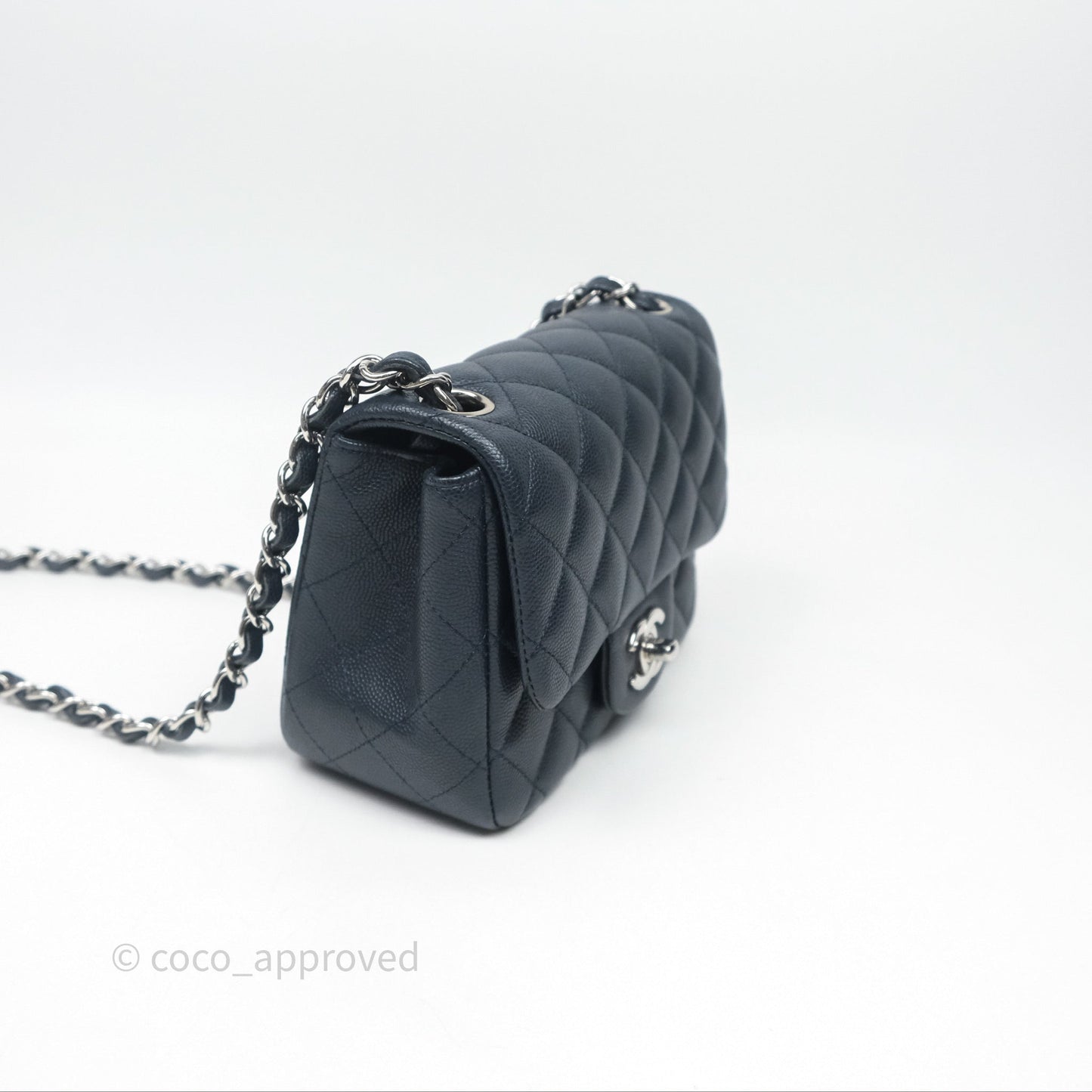 Chanel Quilted Mini Square Navy Caviar Silver Hardware