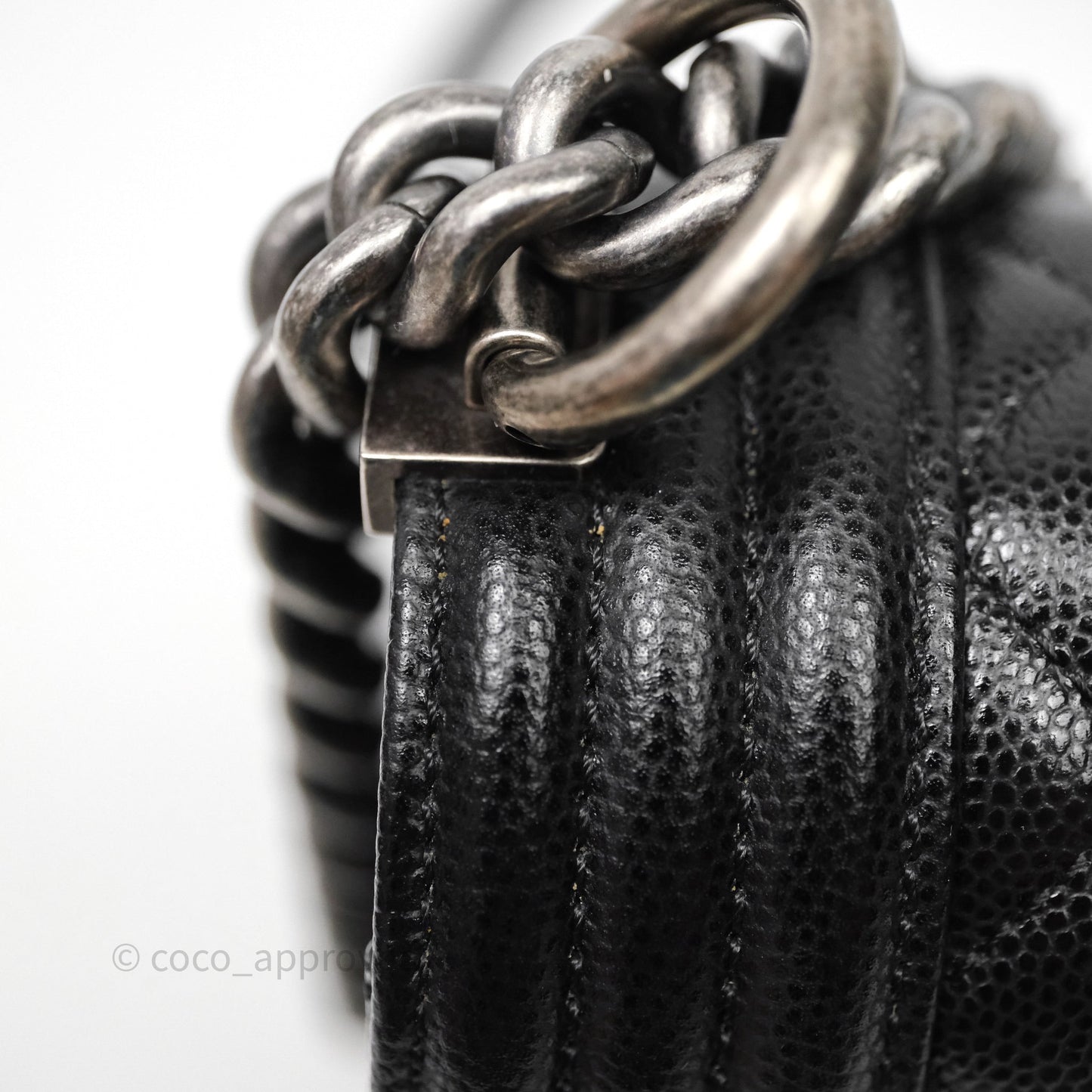 Chanel Quilted Medium Boy Black Caviar Ruthenium Hardware
