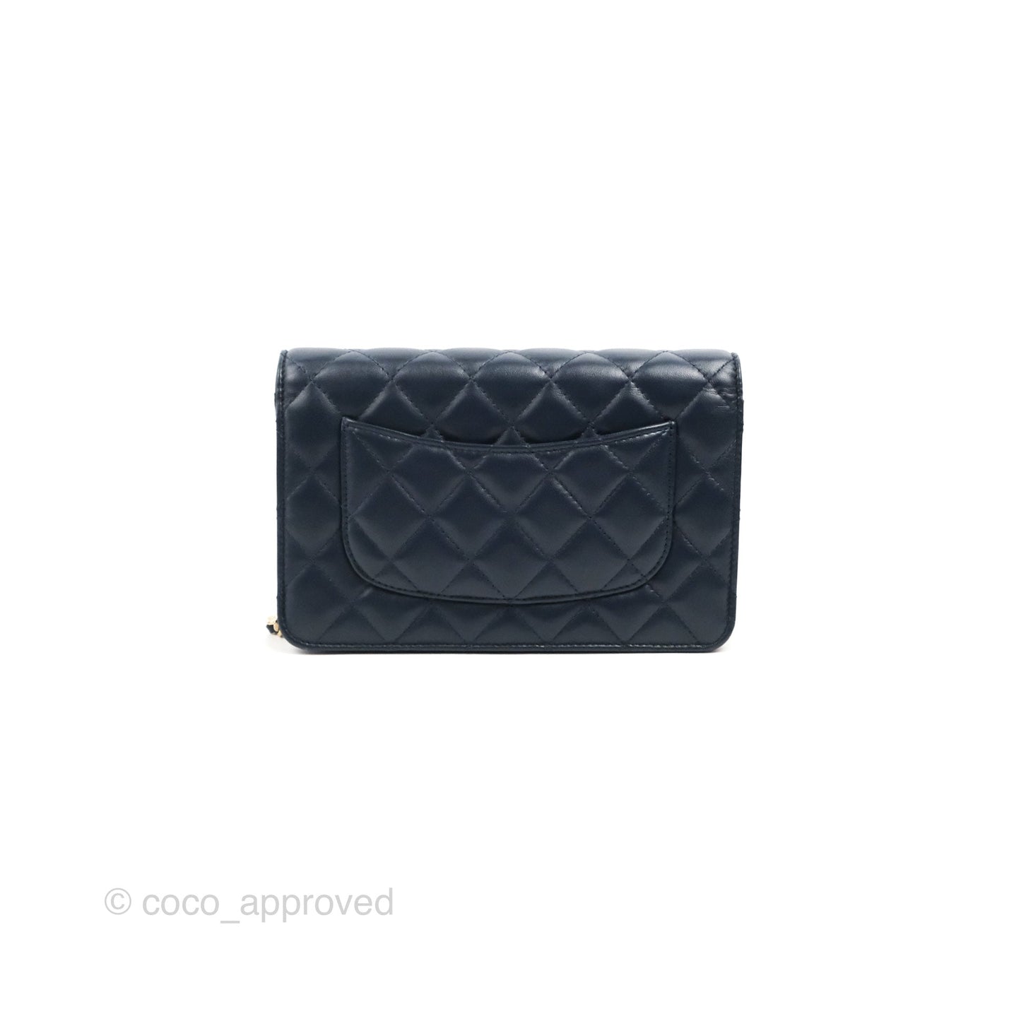 Chanel Quilted Classic Wallet on Chain WOC Navy Lambskin Gold Hardware