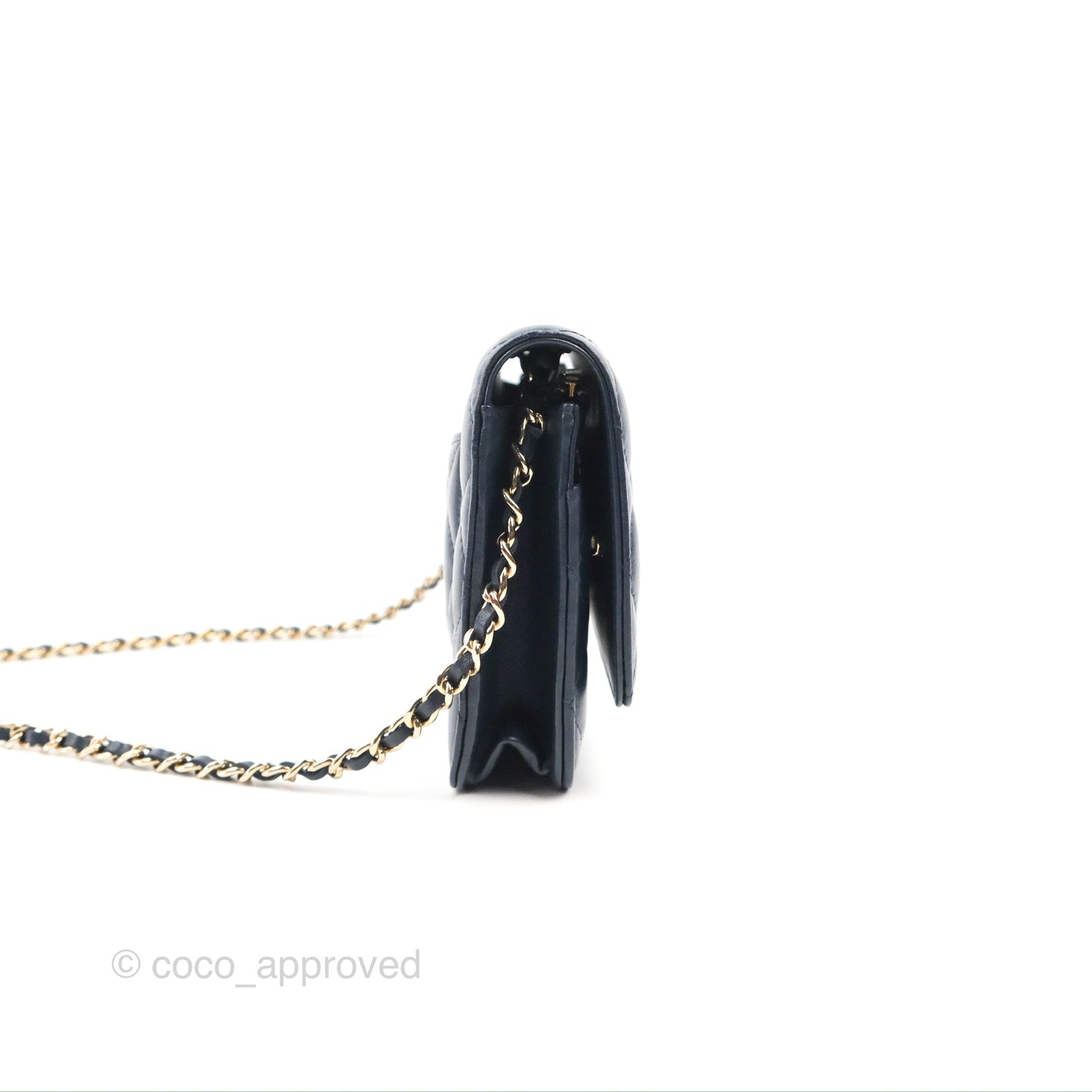 Chanel Quilted Classic Wallet on Chain WOC Navy Lambskin Gold Hardware
