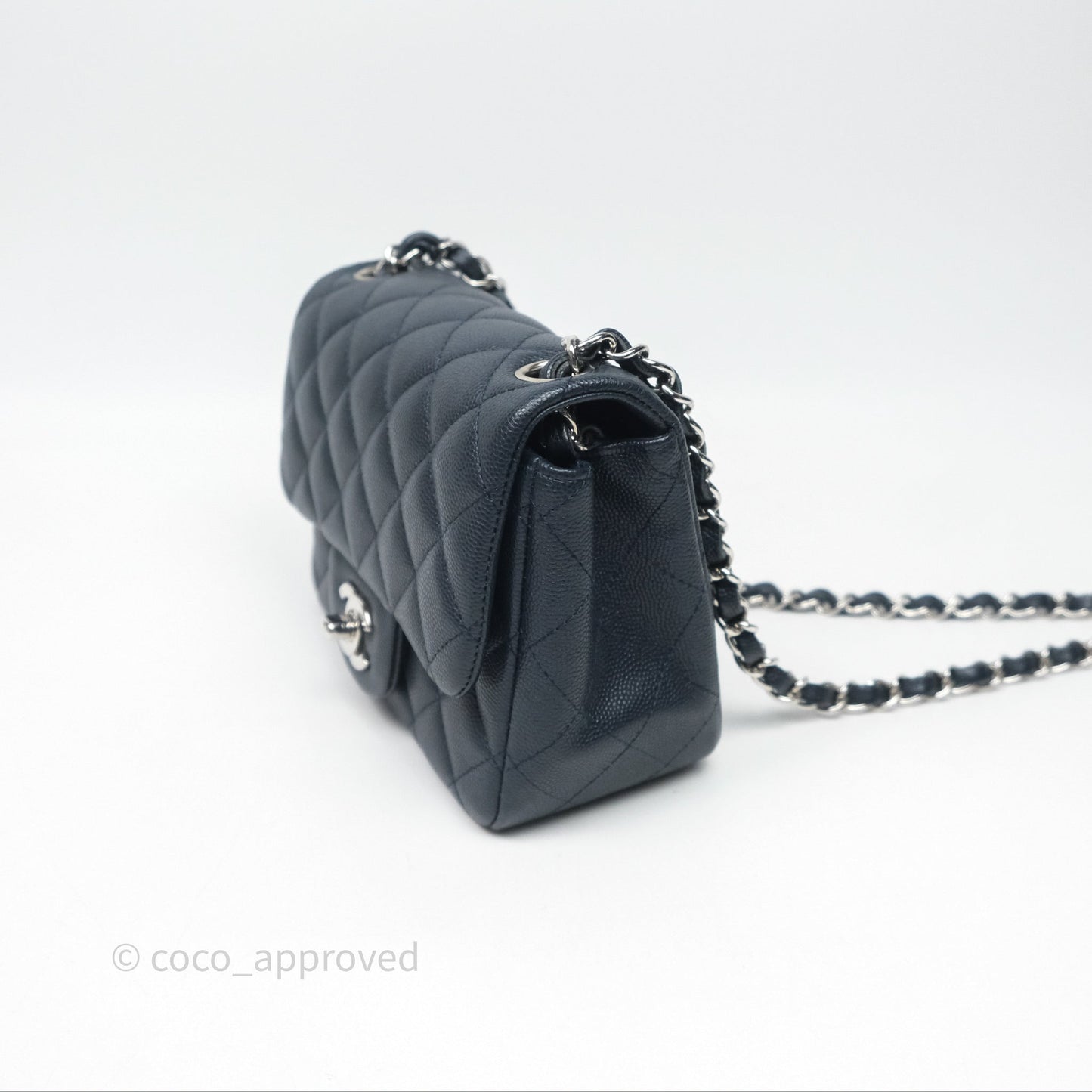 Chanel Quilted Mini Square Navy Caviar Silver Hardware