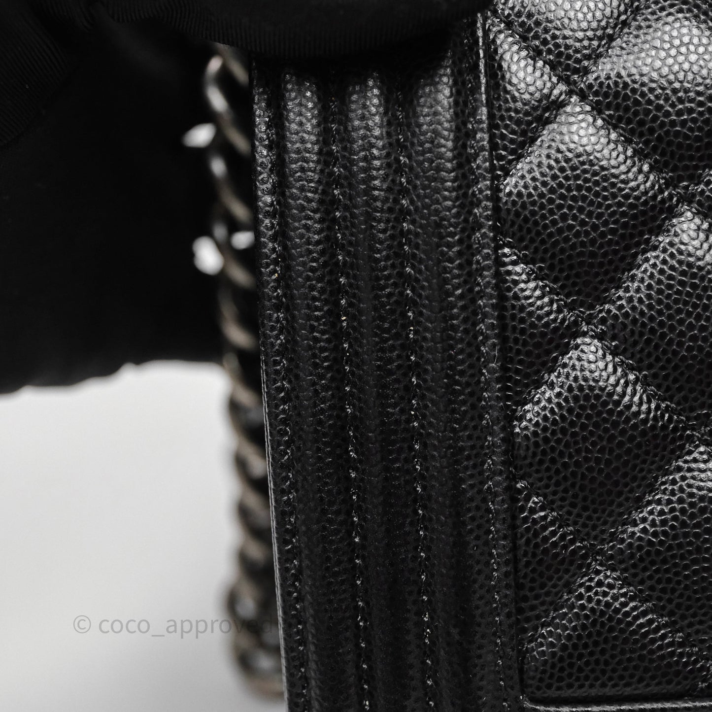 Chanel Quilted Medium Boy Black Caviar Ruthenium Hardware