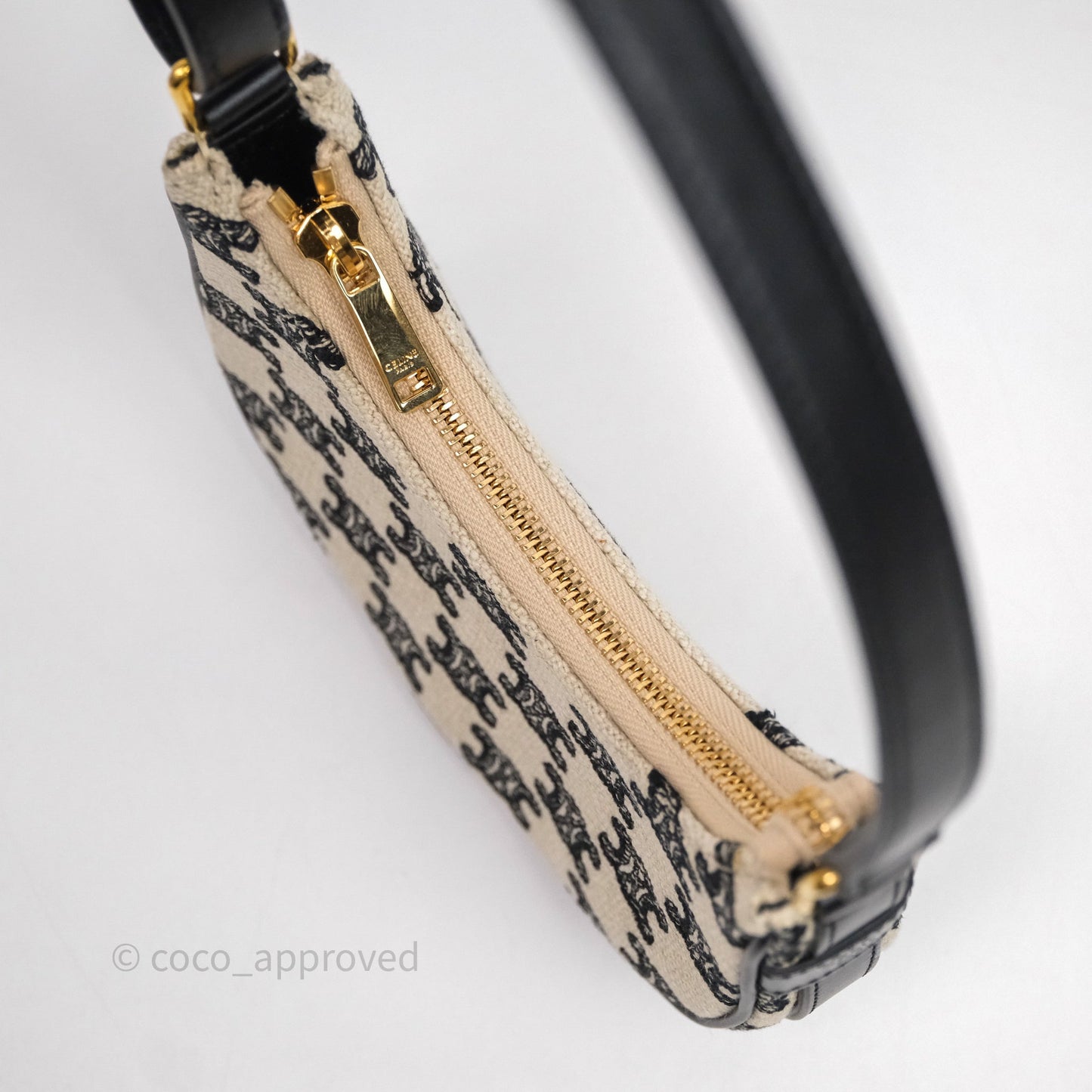Celine Mini Ava Bag In Triomphe Canvas Black