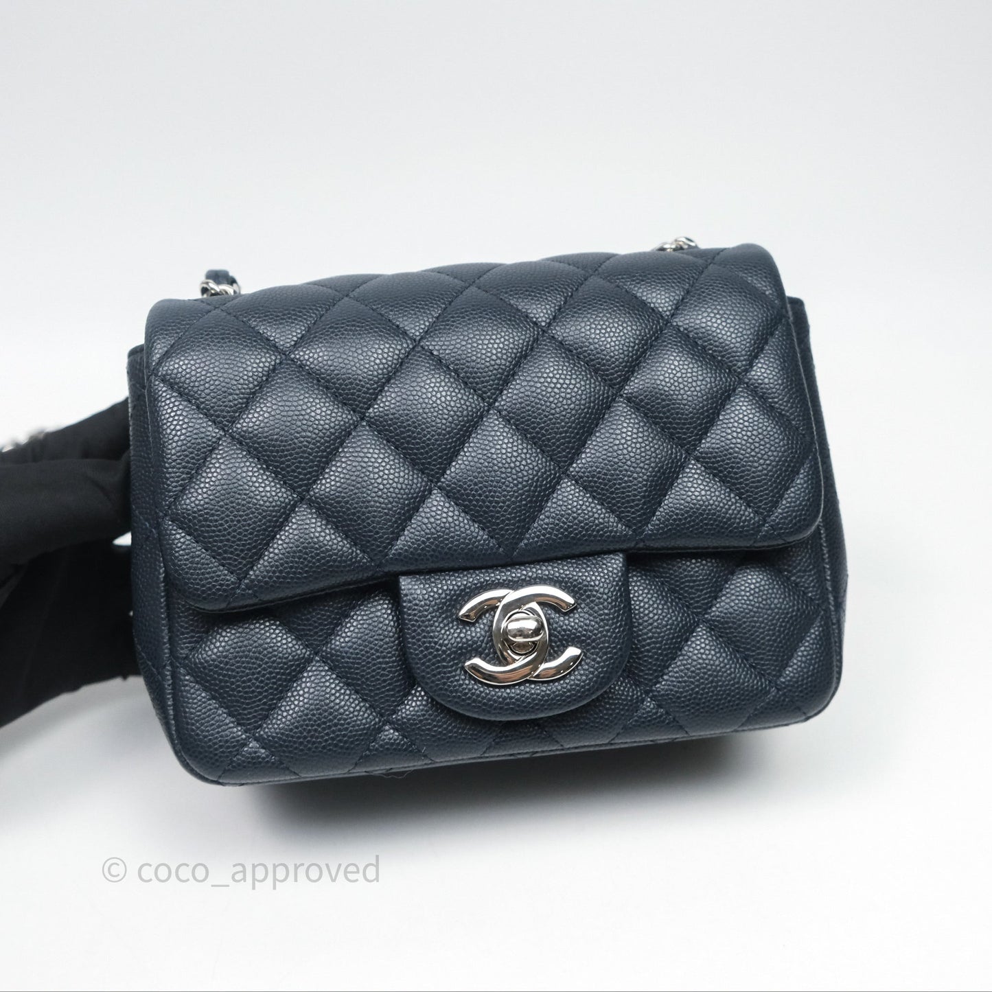Chanel Quilted Mini Square Navy Caviar Silver Hardware