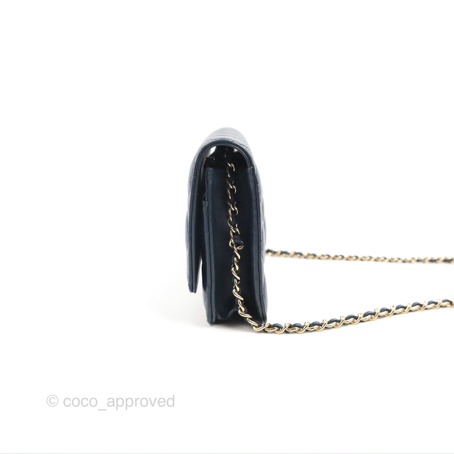 Chanel Quilted Classic Wallet on Chain WOC Navy Lambskin Gold Hardware