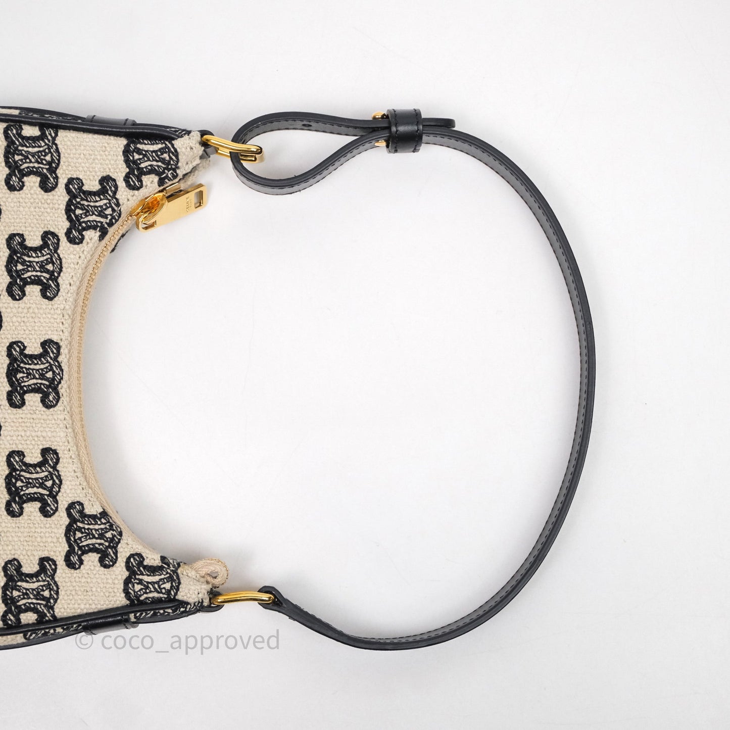 Celine Mini Ava Bag In Triomphe Canvas Black