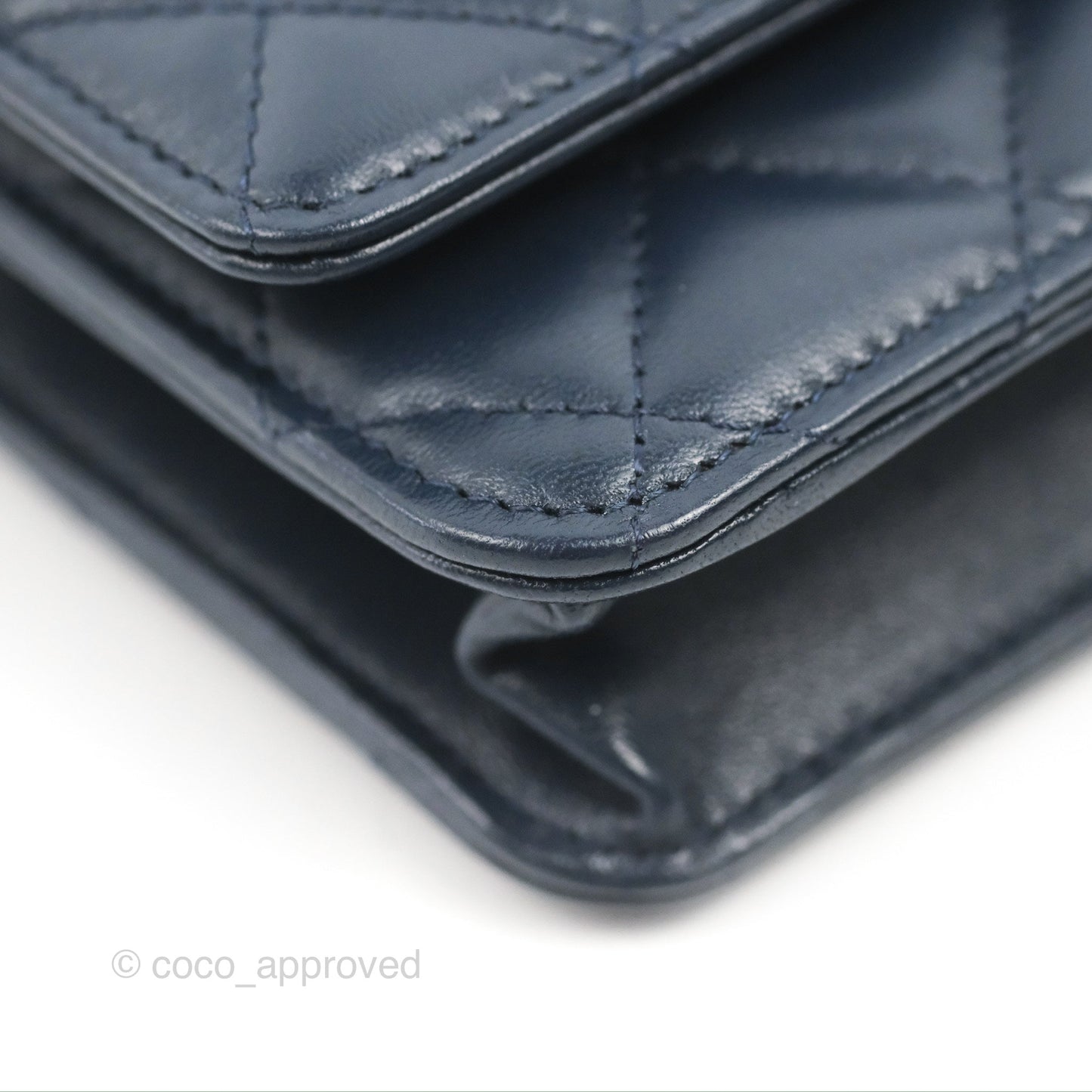 Chanel Quilted Classic Wallet on Chain WOC Navy Lambskin Gold Hardware