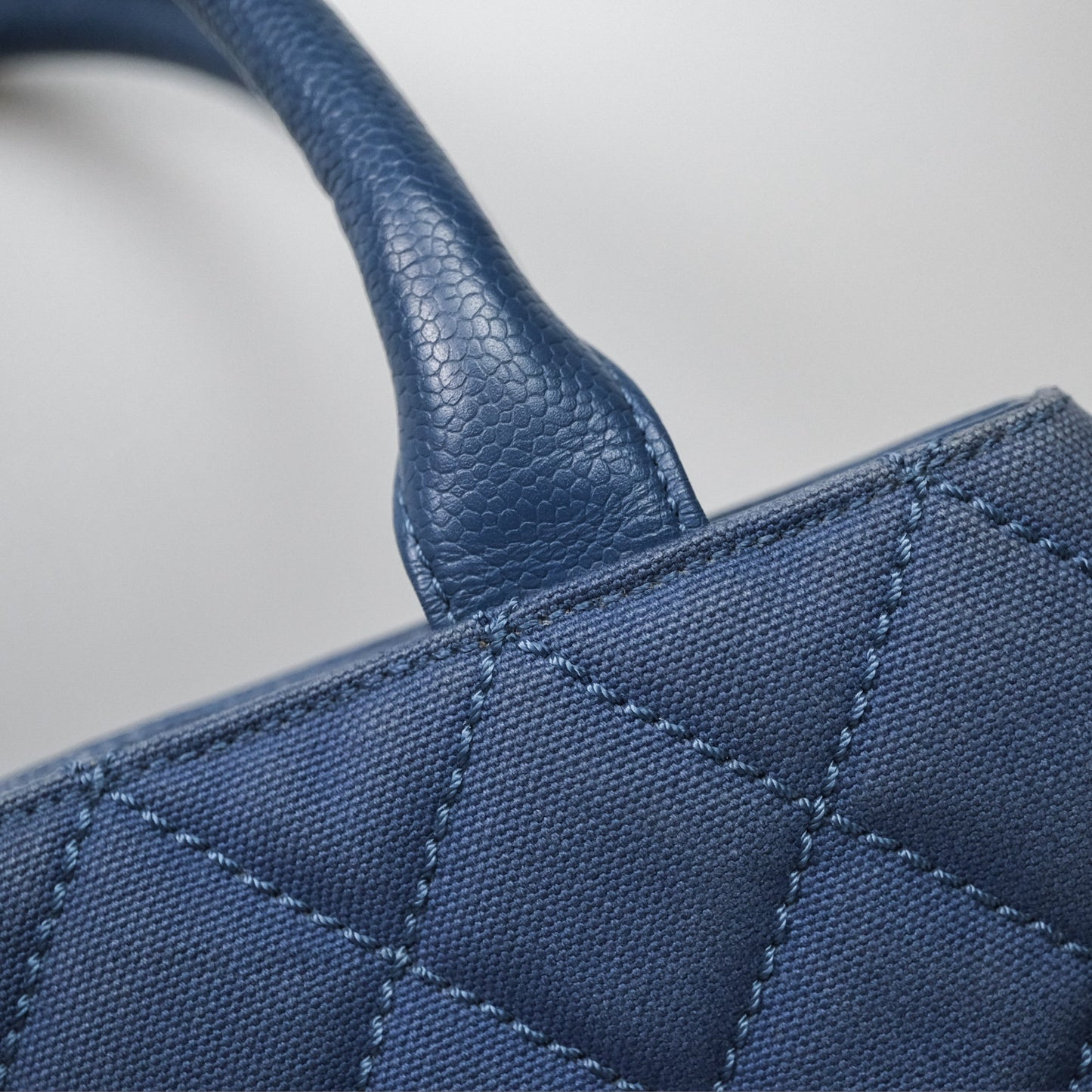 Chanel Blue Caviar Tassel Canvas Tote Bag