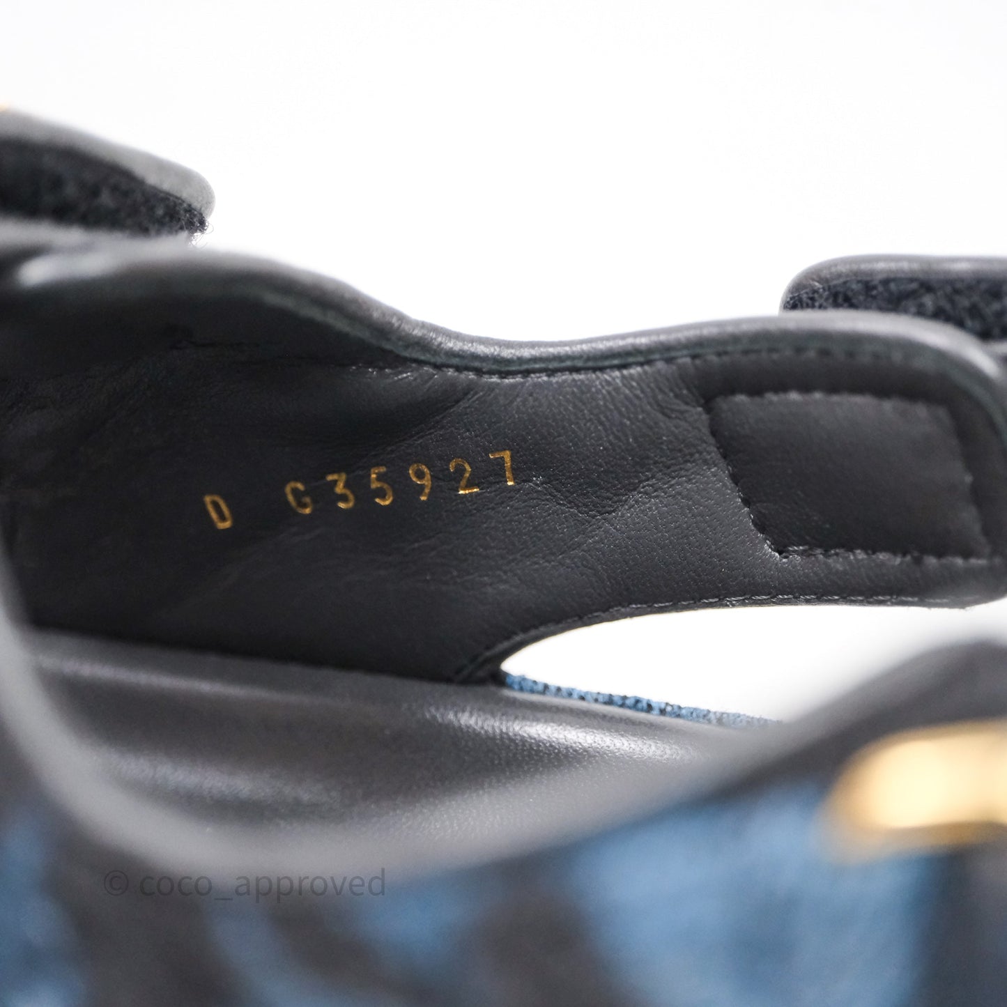 Chanel Dad Sandals CC Black Blue Denim Size 37