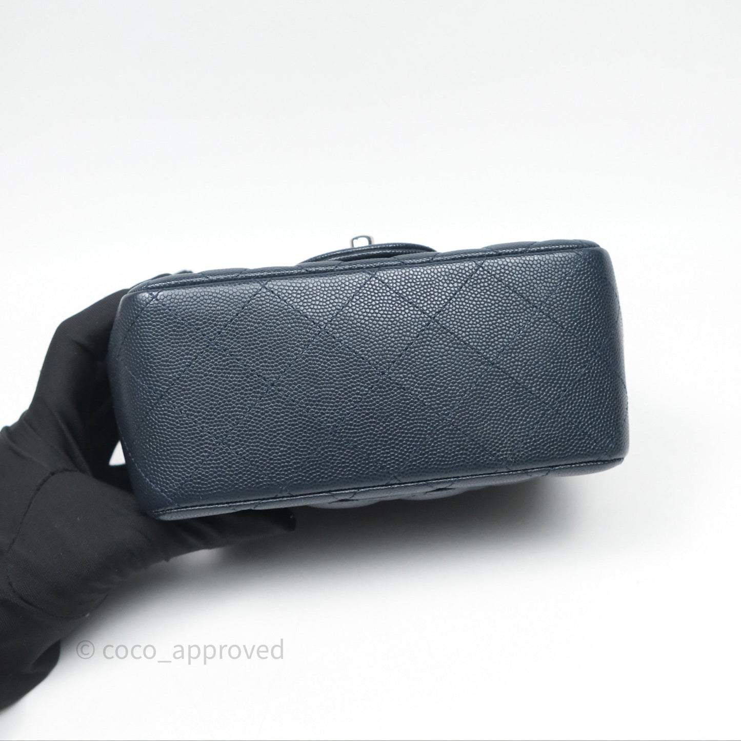 Chanel Quilted Mini Square Navy Caviar Silver Hardware