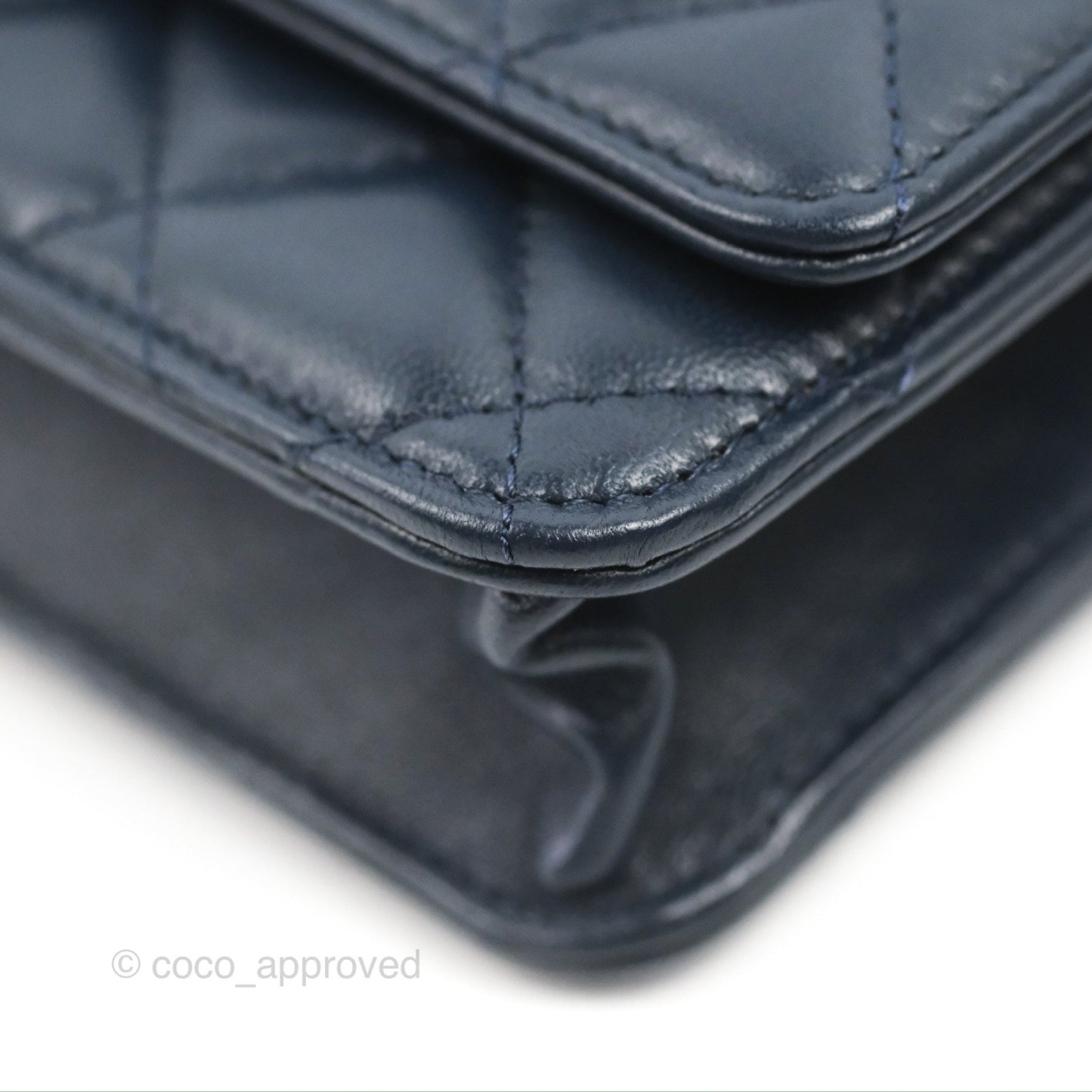 Chanel Quilted Classic Wallet on Chain WOC Navy Lambskin Gold Hardware