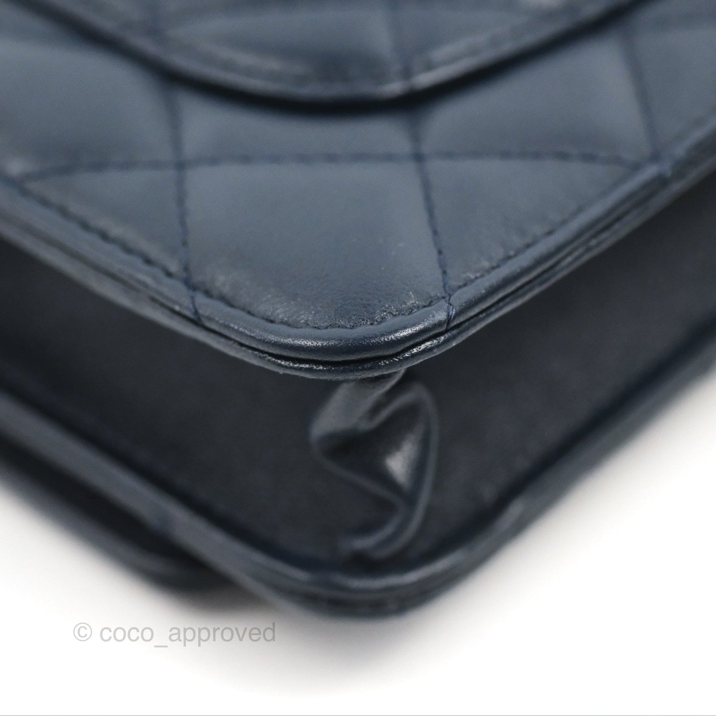 Chanel Quilted Classic Wallet on Chain WOC Navy Lambskin Gold Hardware
