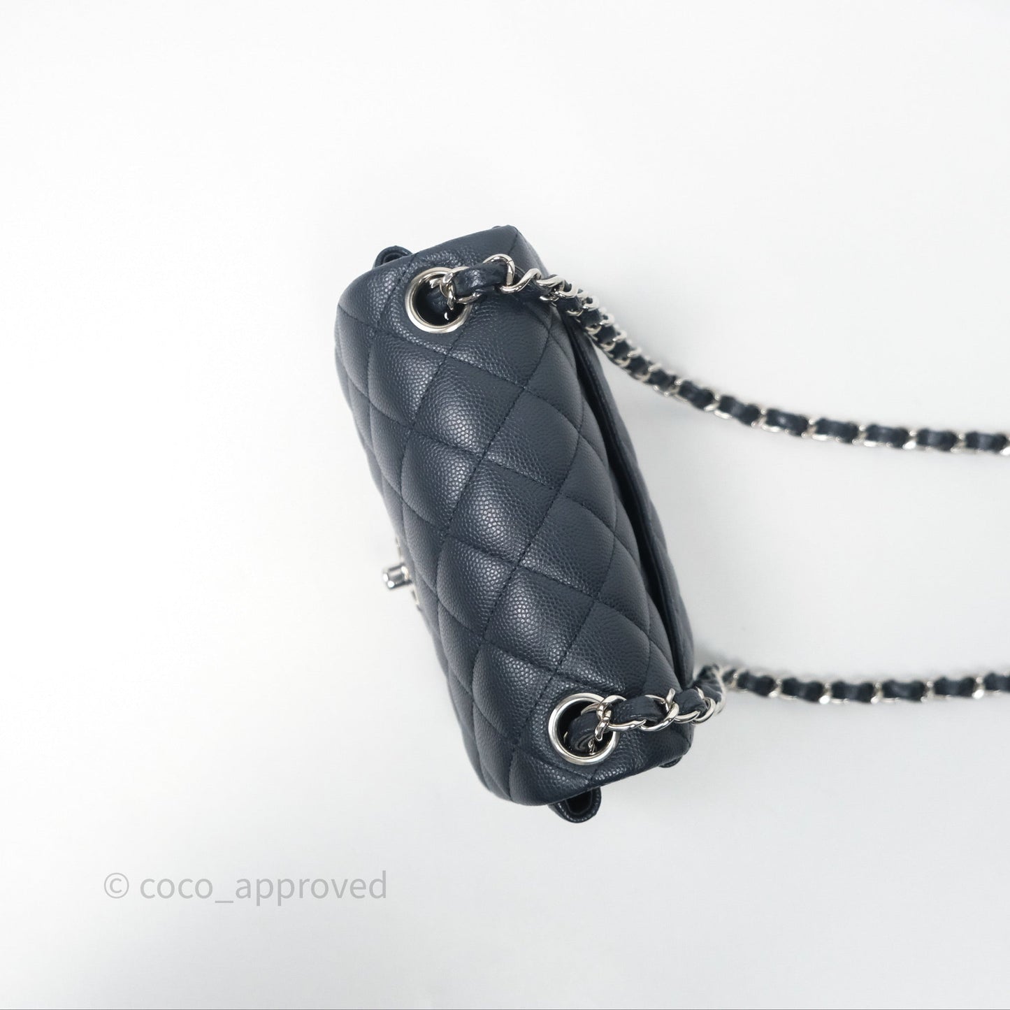 Chanel Quilted Mini Square Navy Caviar Silver Hardware