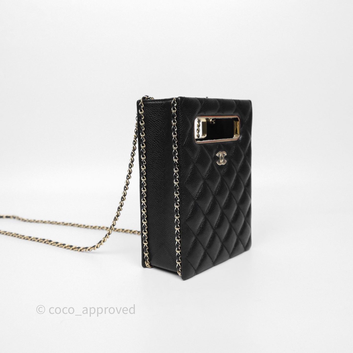 Chanel Evening Bag Black Caviar Gold Hardware 22S