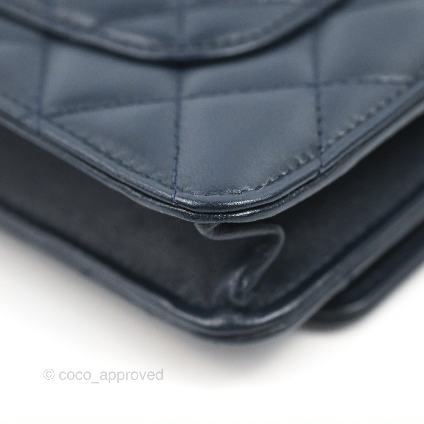 Chanel Quilted Classic Wallet on Chain WOC Navy Lambskin Gold Hardware