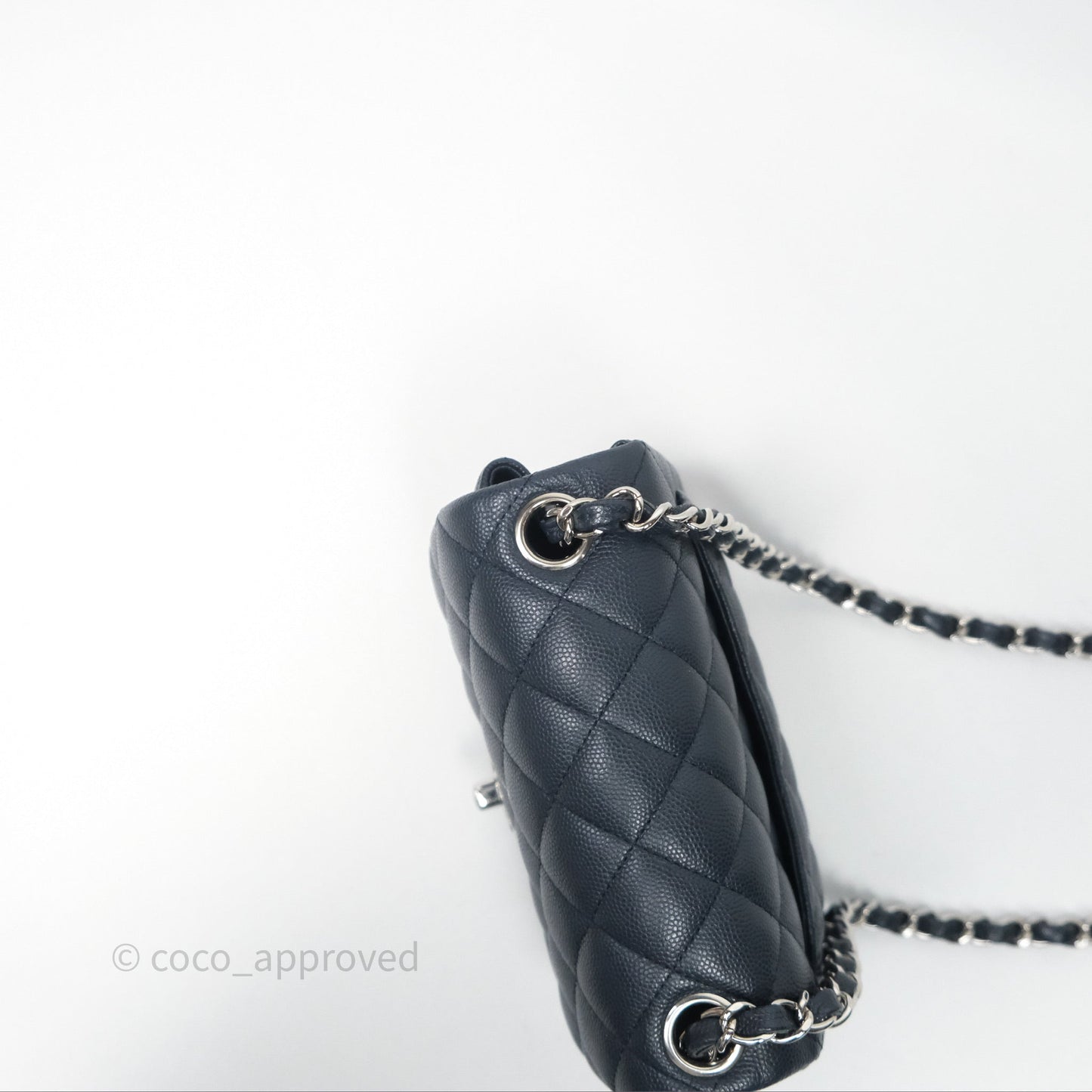 Chanel Quilted Mini Square Navy Caviar Silver Hardware
