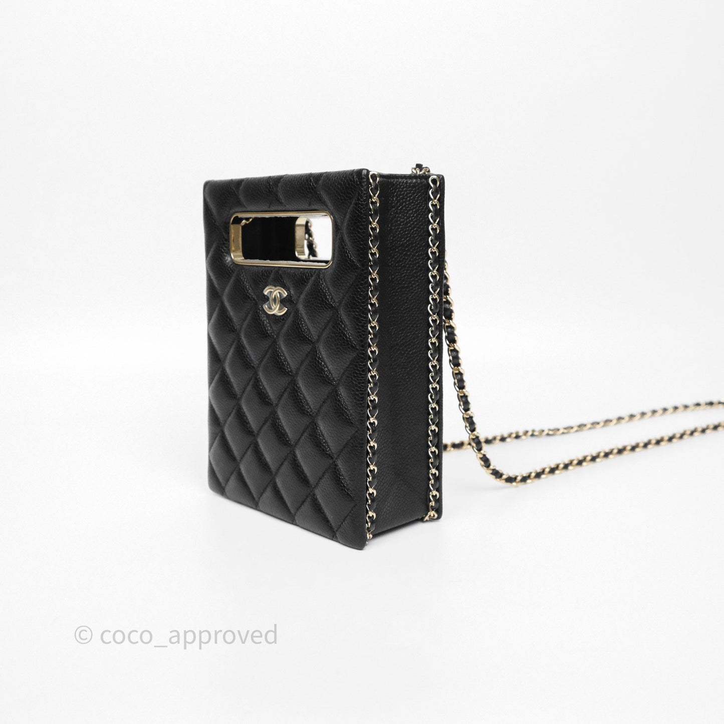 Chanel Evening Bag Black Caviar Gold Hardware 22S
