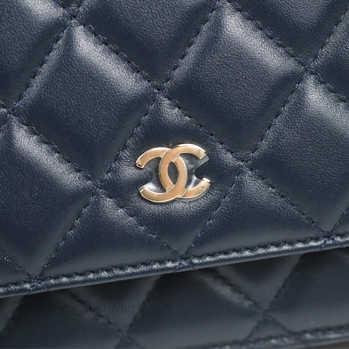Chanel Quilted Classic Wallet on Chain WOC Navy Lambskin Gold Hardware