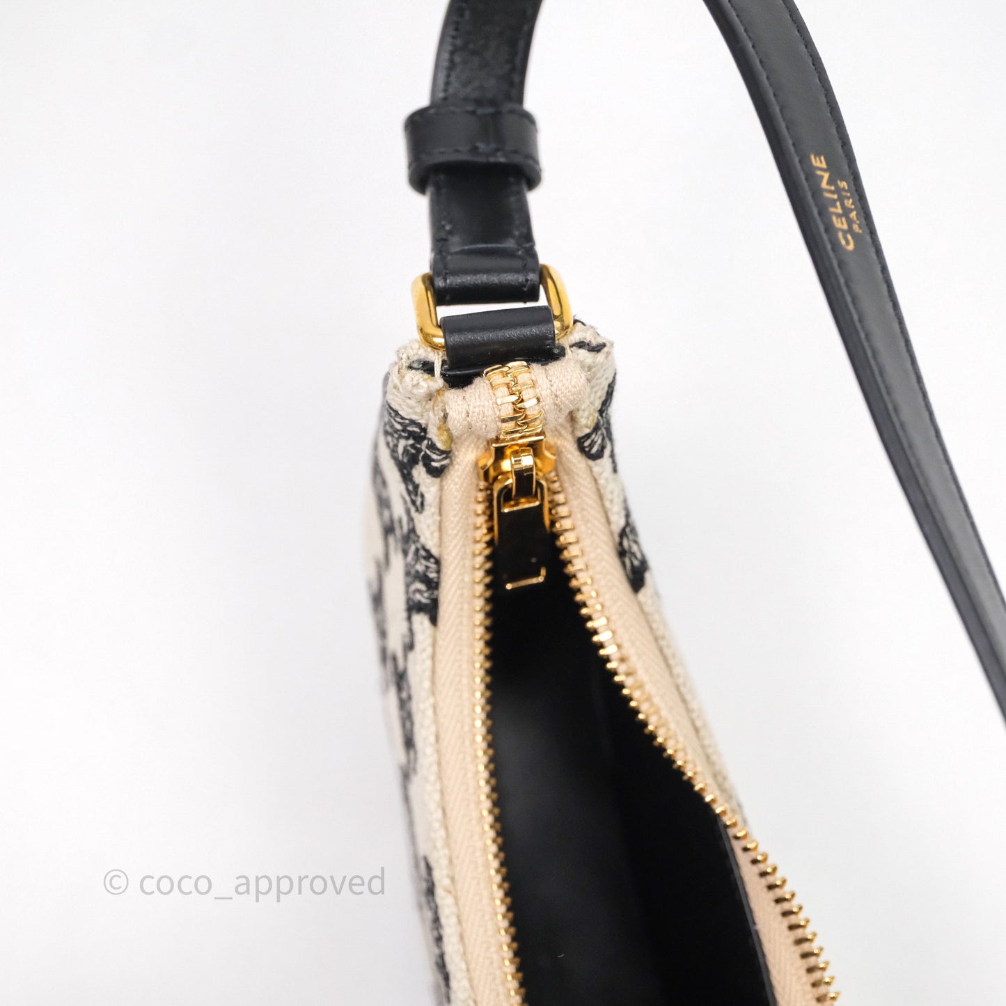 Celine Mini Ava Bag In Triomphe Canvas Black