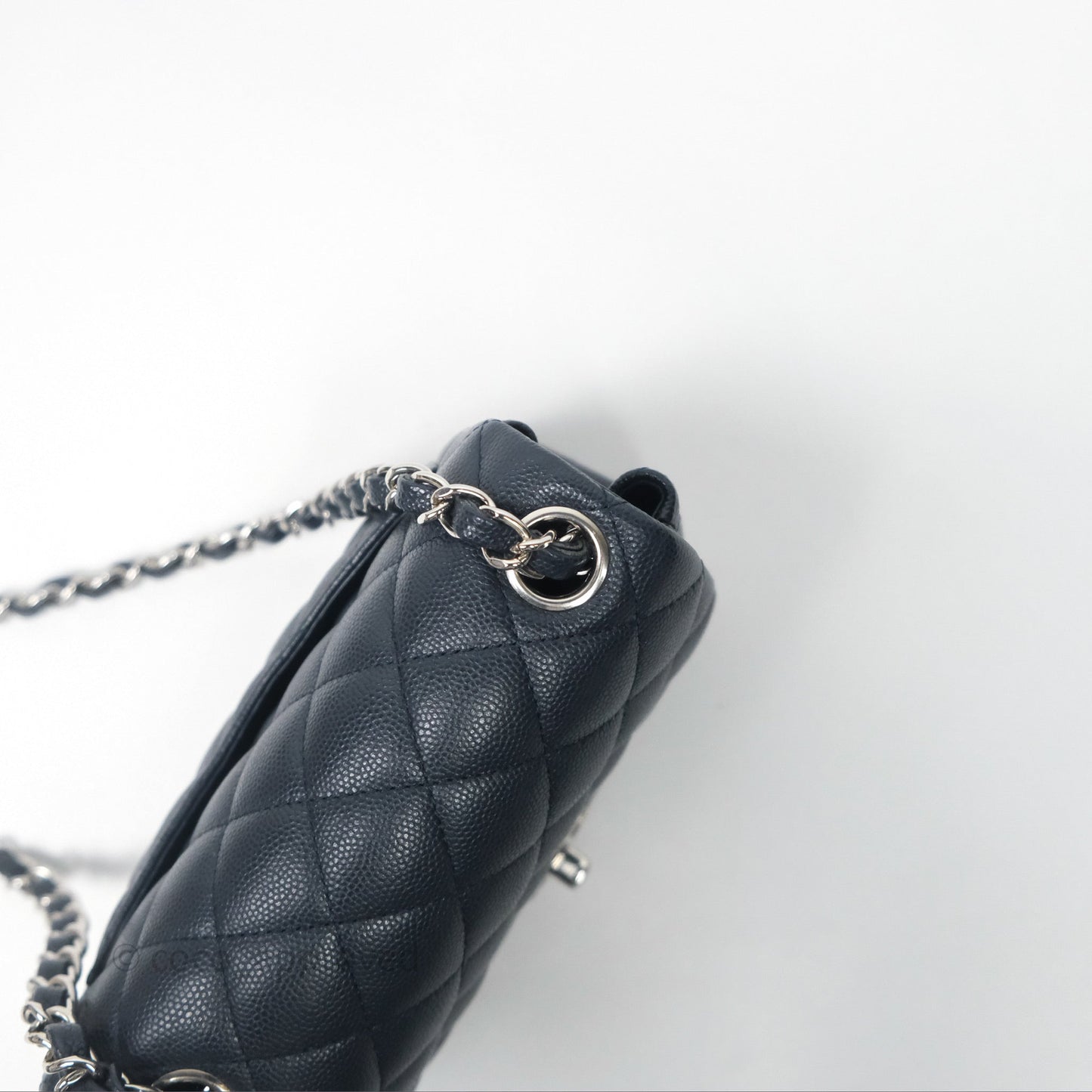 Chanel Quilted Mini Square Navy Caviar Silver Hardware