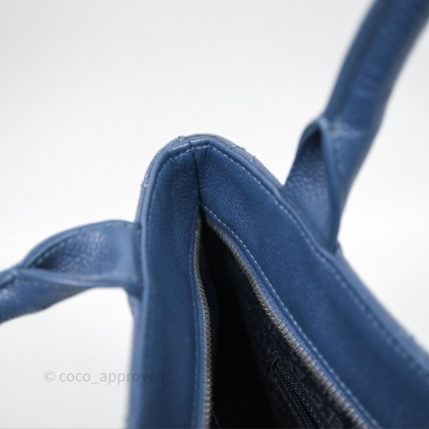 Chanel Blue Caviar Tassel Canvas Tote Bag