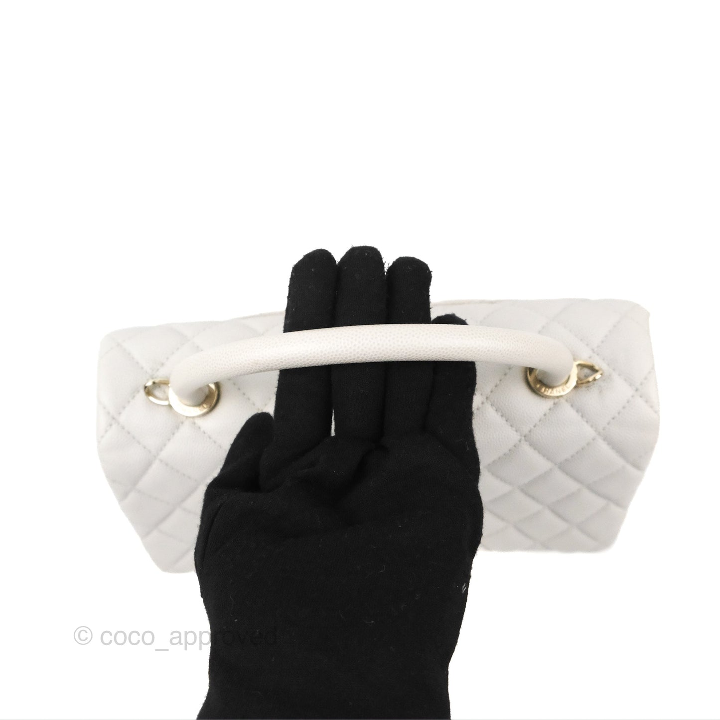 Chanel Medium Coco Handle Quilted Grey Caviar Gold Hardware