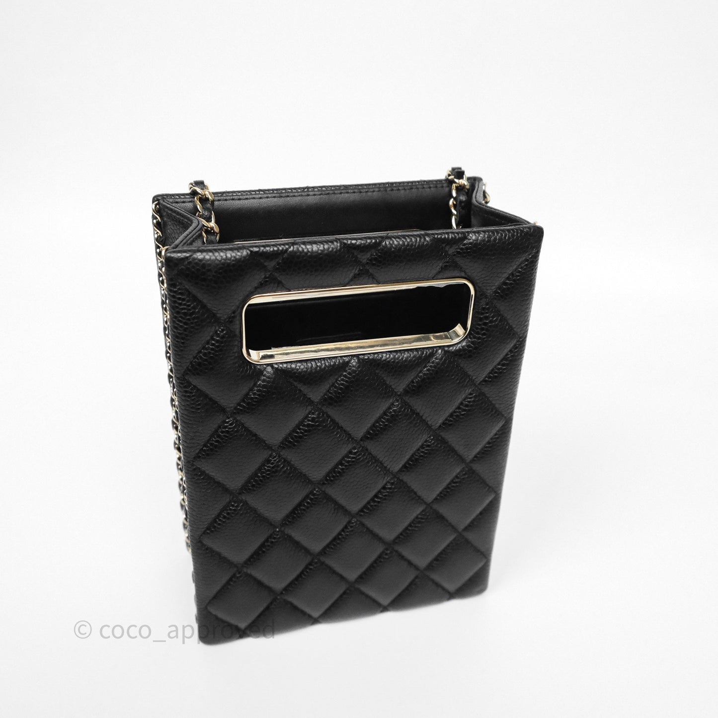 Chanel Evening Bag Black Caviar Gold Hardware 22S