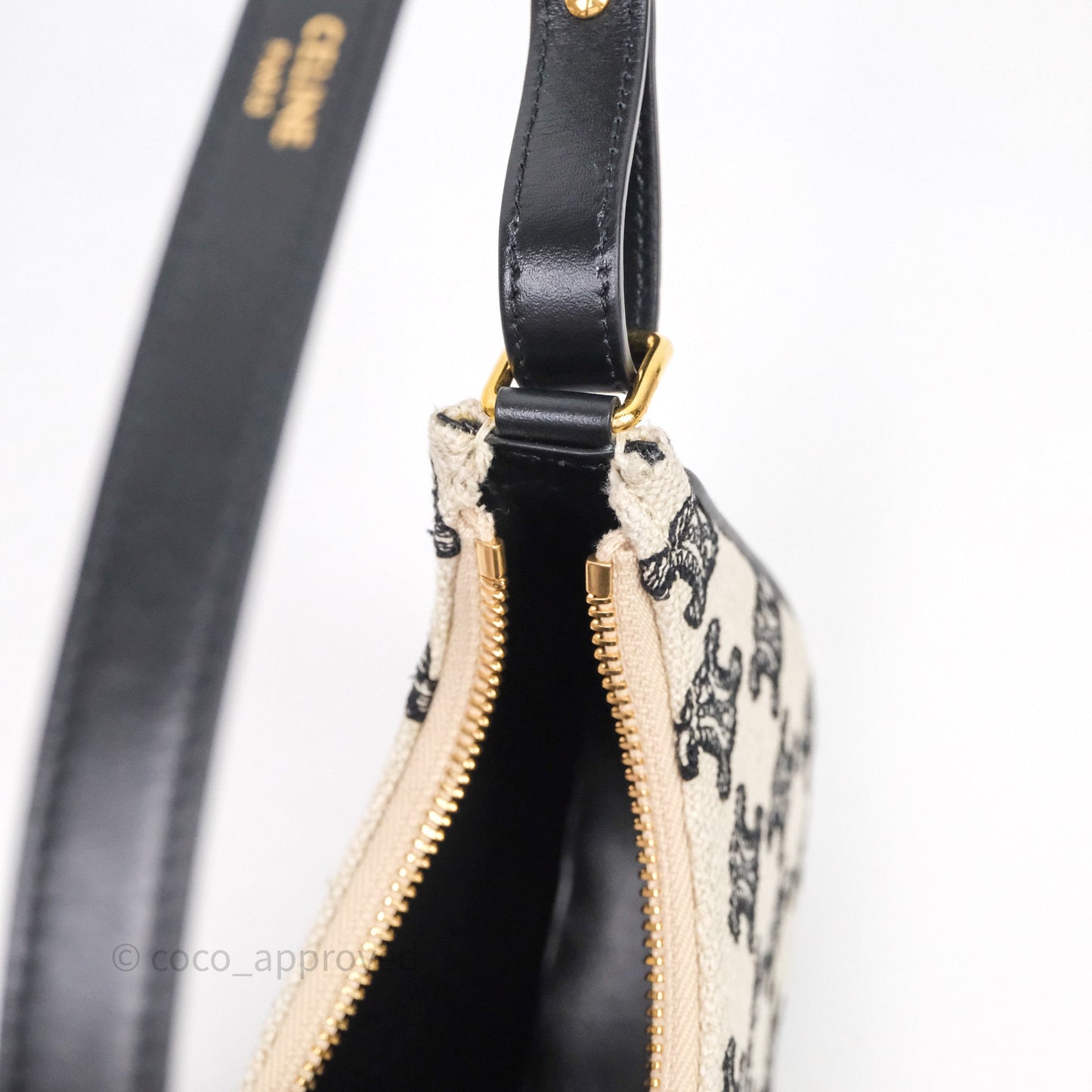 Celine Mini Ava Bag In Triomphe Canvas Black