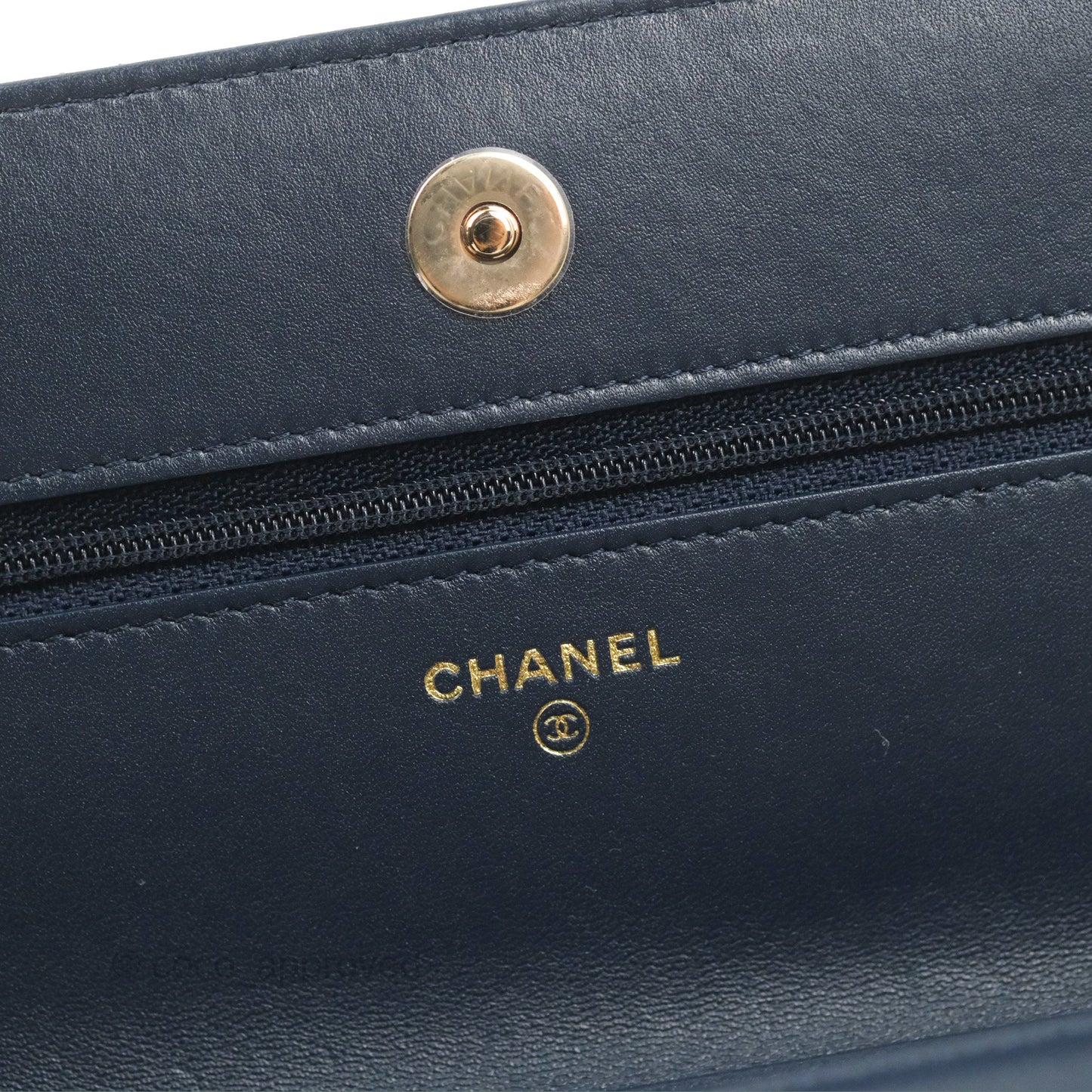 Chanel Quilted Classic Wallet on Chain WOC Navy Lambskin Gold Hardware