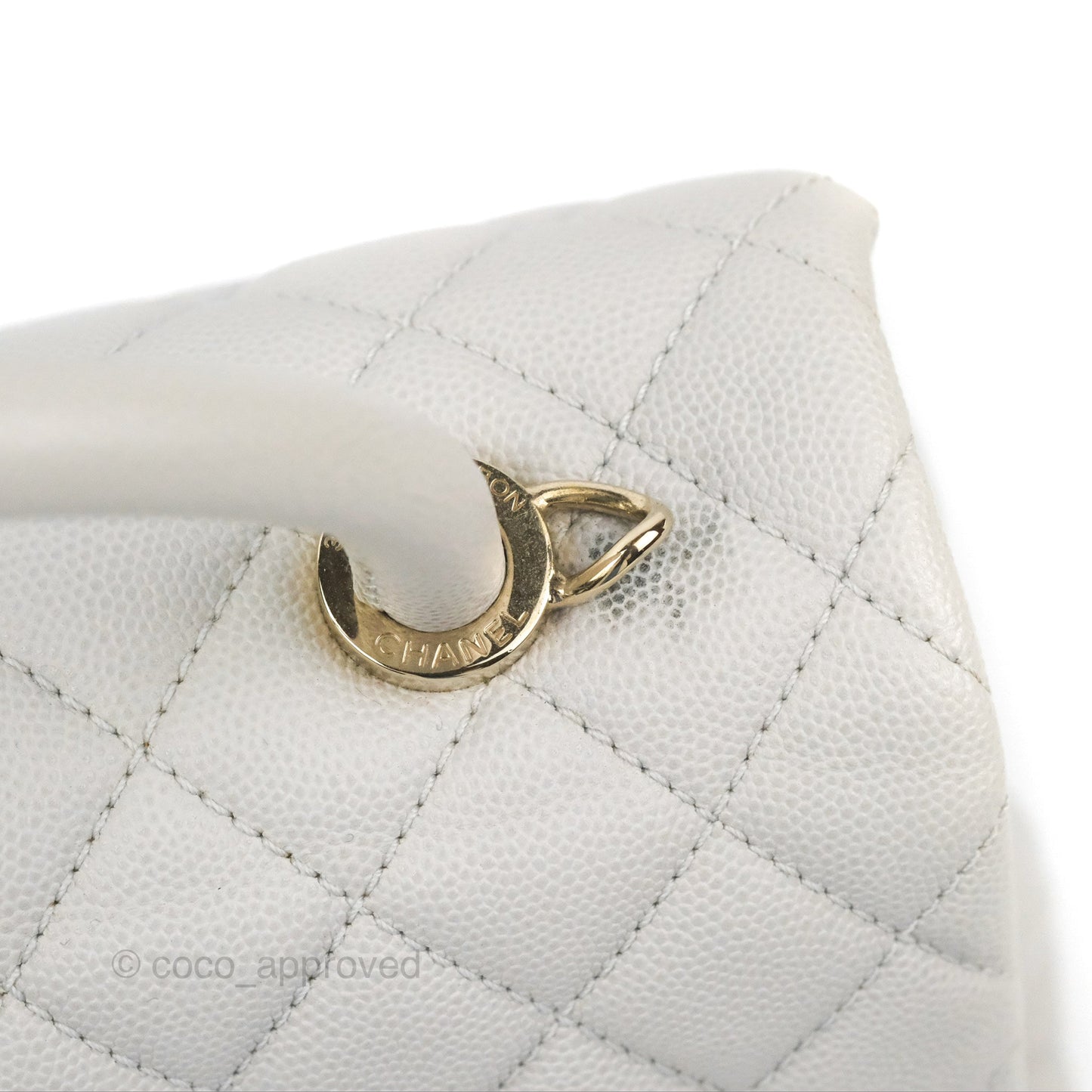 Chanel Medium Coco Handle Quilted Grey Caviar Gold Hardware