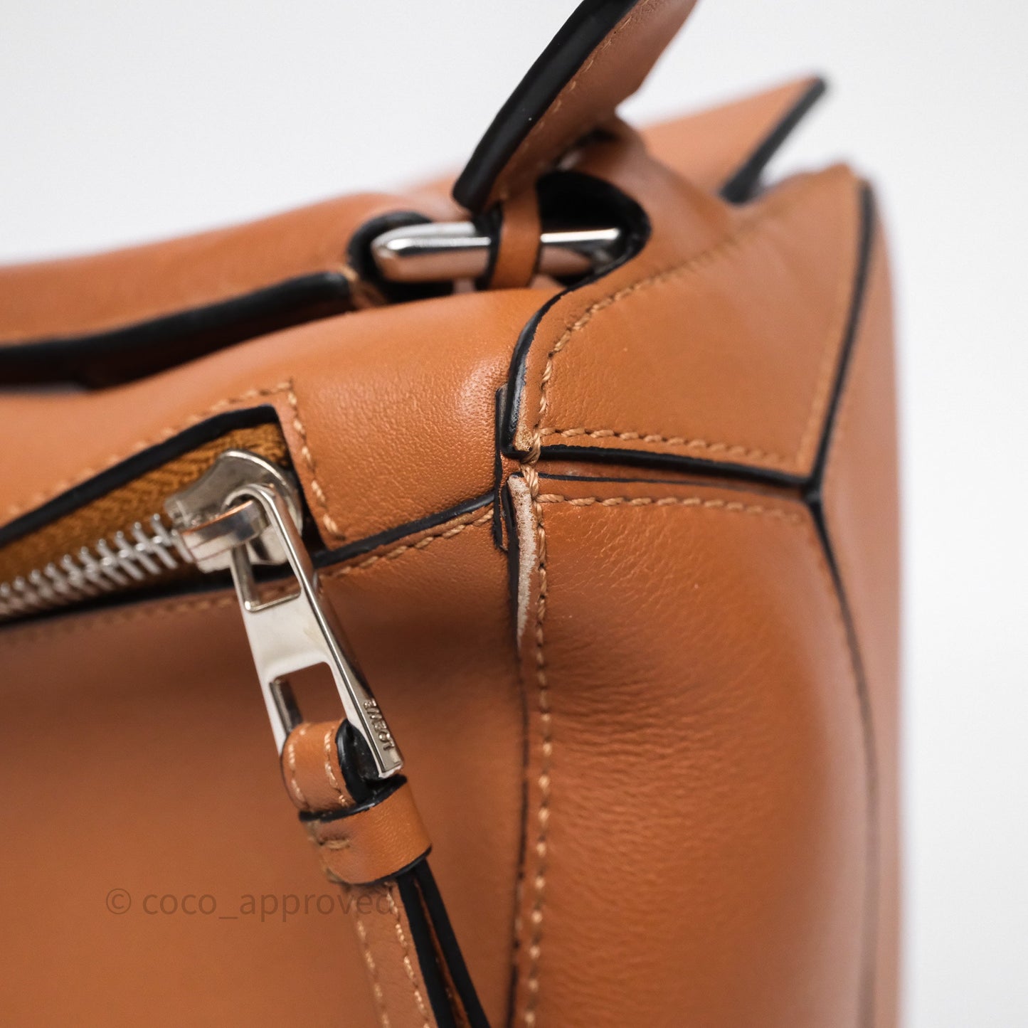Loewe Medium Puzzle Bag Tan Calfskin Silver Hardware