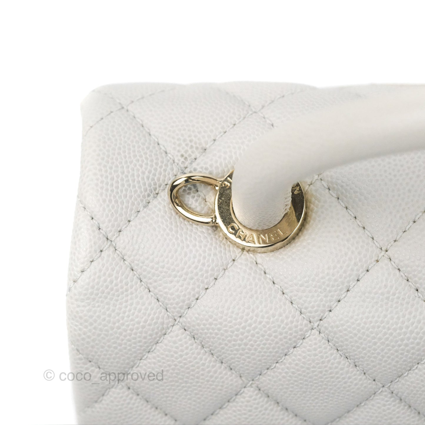 Chanel Medium Coco Handle Quilted Grey Caviar Gold Hardware