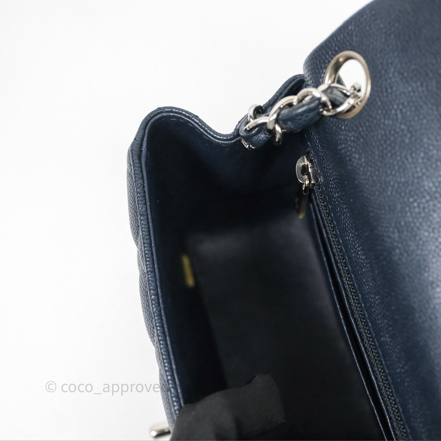 Chanel Quilted Mini Square Navy Caviar Silver Hardware