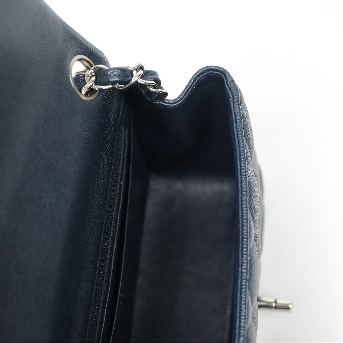 Chanel Quilted Mini Square Navy Caviar Silver Hardware