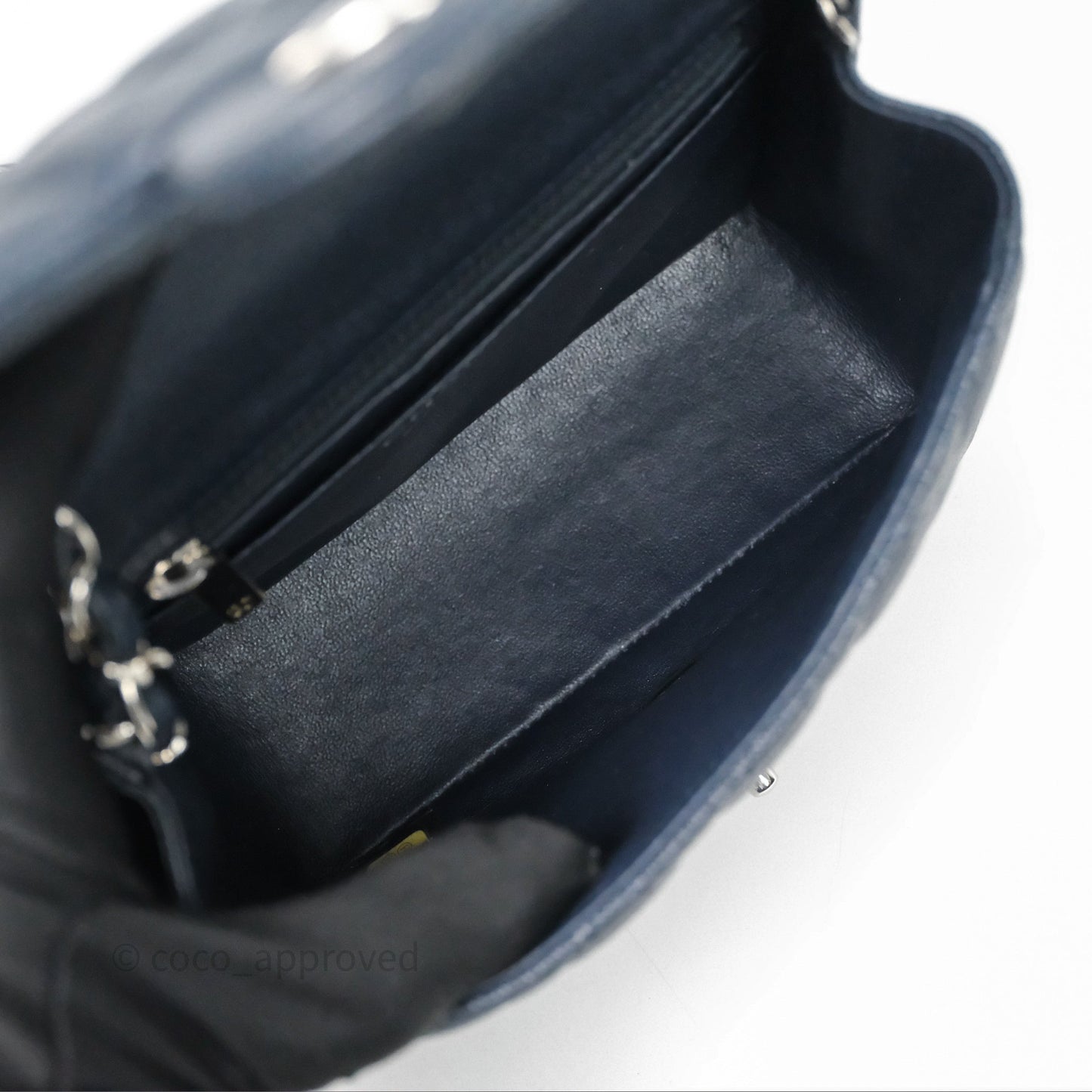 Chanel Quilted Mini Square Navy Caviar Silver Hardware