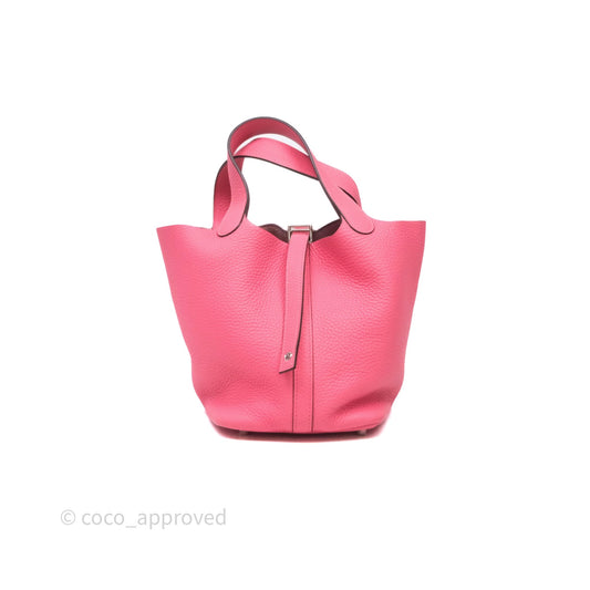 Hermes Picotin 18 Rose Azalee 8W Clemence Palladium Hardware