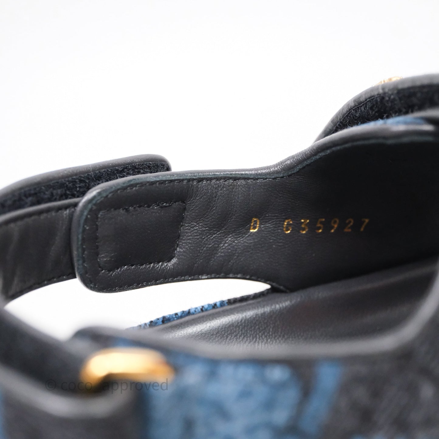 Chanel Dad Sandals CC Black Blue Denim Size 37