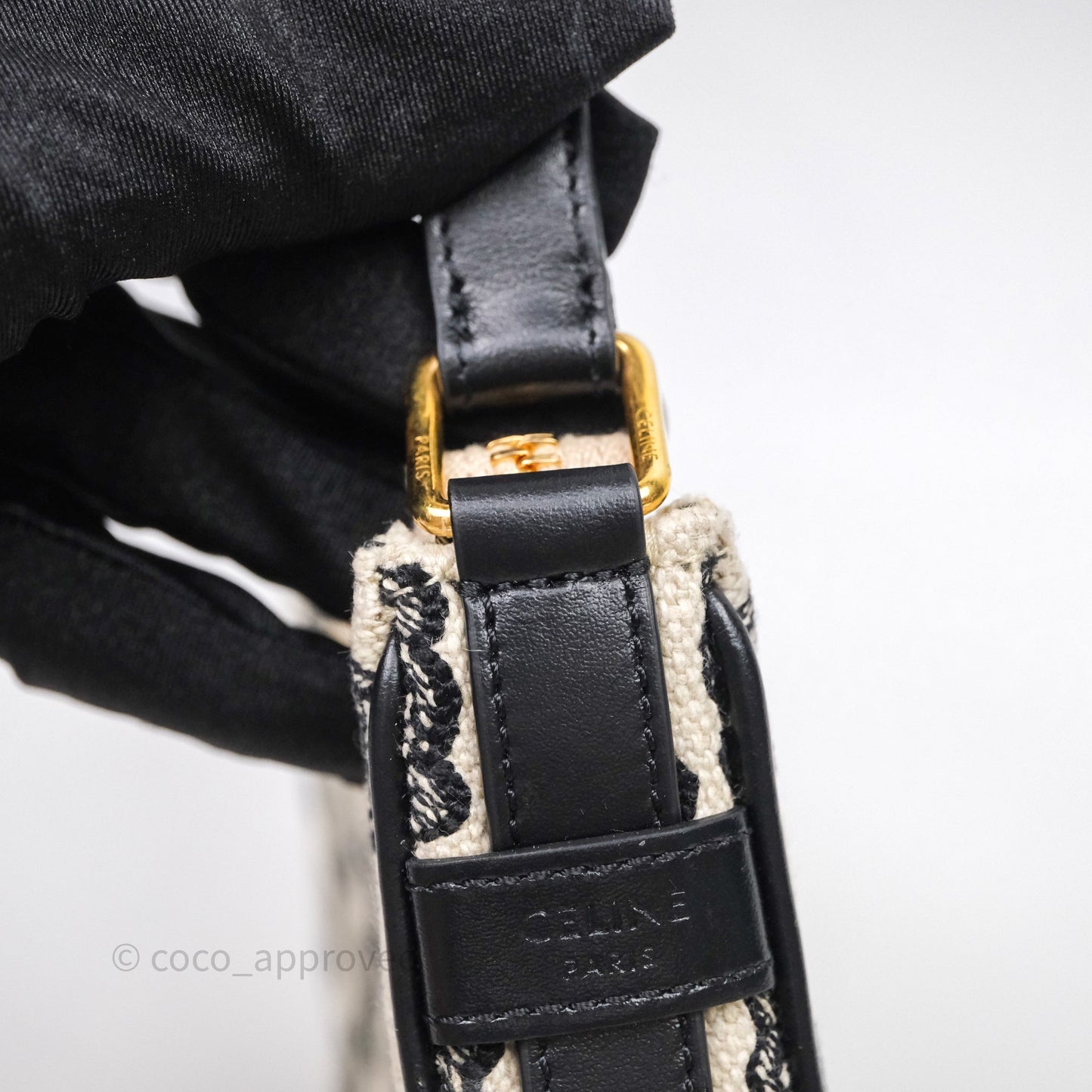 Celine Mini Ava Bag In Triomphe Canvas Black