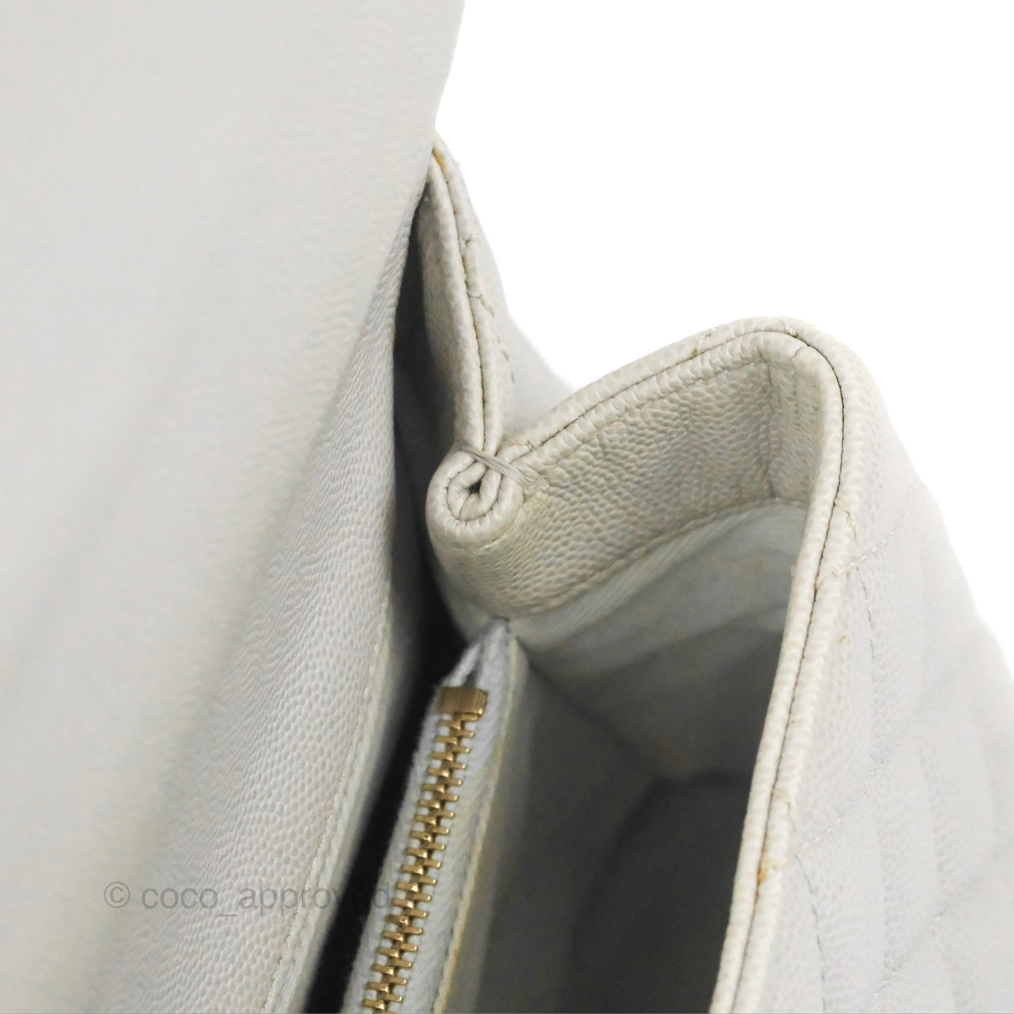 Chanel Medium Coco Handle Quilted Grey Caviar Gold Hardware