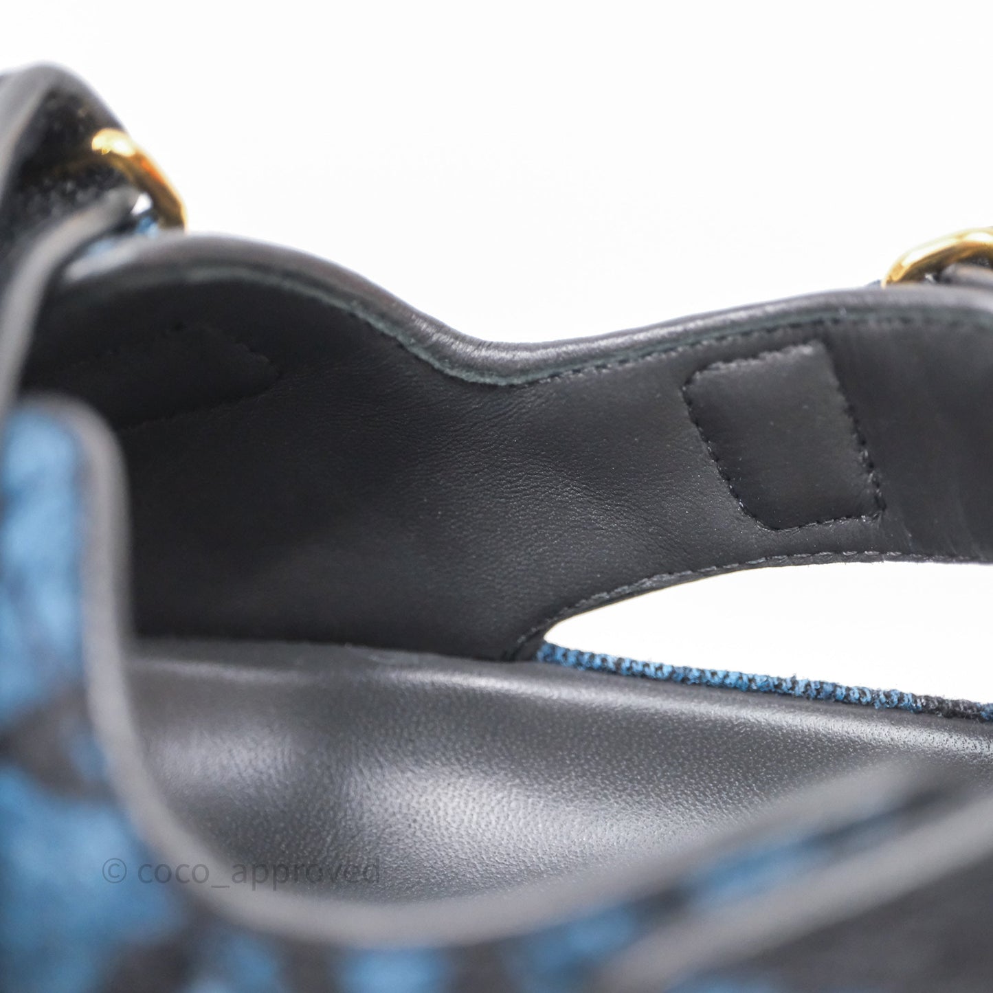 Chanel Dad Sandals CC Black Blue Denim Size 37