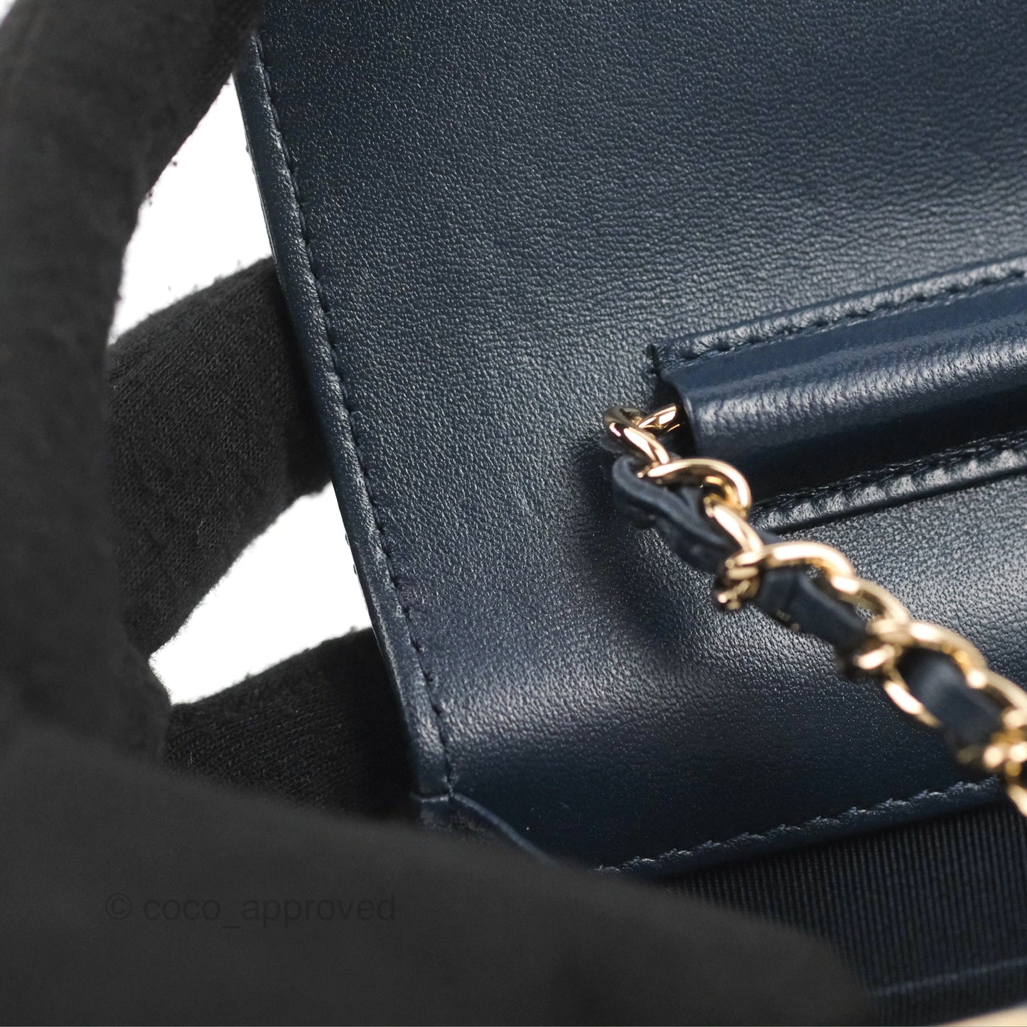Chanel Quilted Classic Wallet on Chain WOC Navy Lambskin Gold Hardware