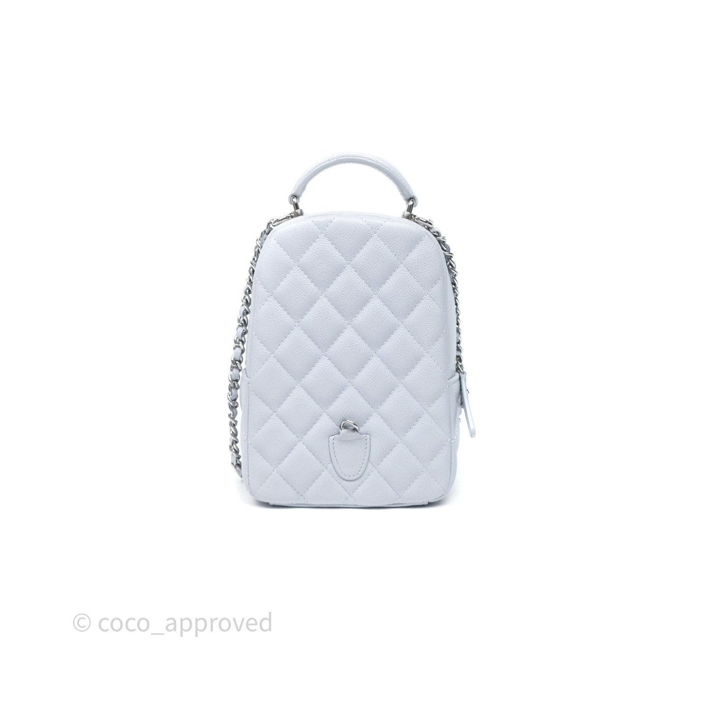 Chanel Classic Mini Backpack Light Blue Grey Caviar Silver Hardware