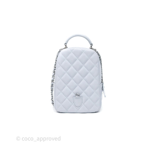 Chanel Classic Mini Backpack Light Blue Grey Caviar Silver Hardware
