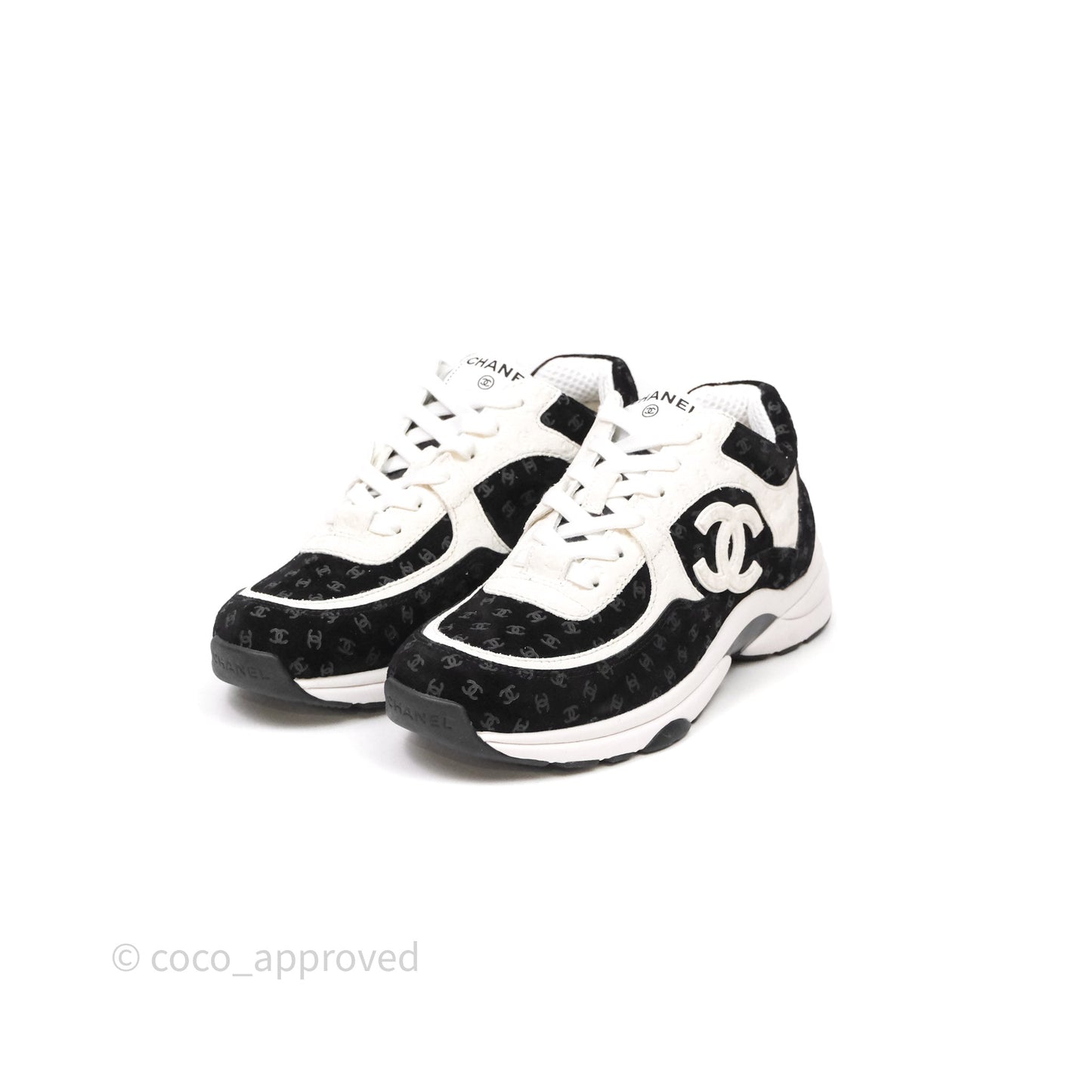Chanel CC Sneakers Black/White Size 37.5